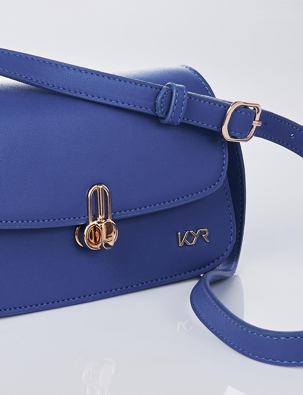 Kayra - Mini Suni Deri Omuz Çantası - Saks