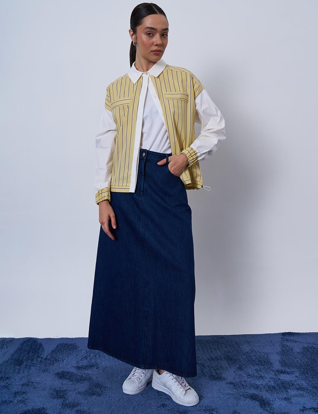 Kayra - Cep Detaylı Denim Etek