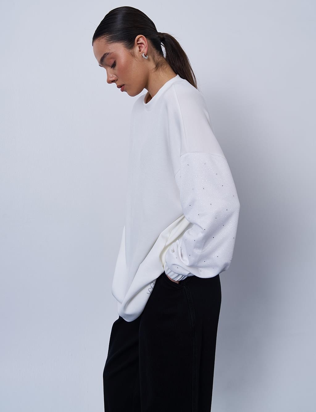 Kayra - Hotfix Baskılı Scuba Sweatshirt