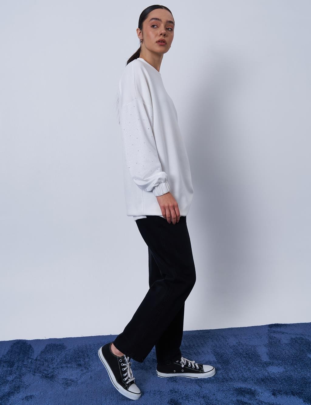 Kayra - Hotfix Baskılı Scuba Sweatshirt
