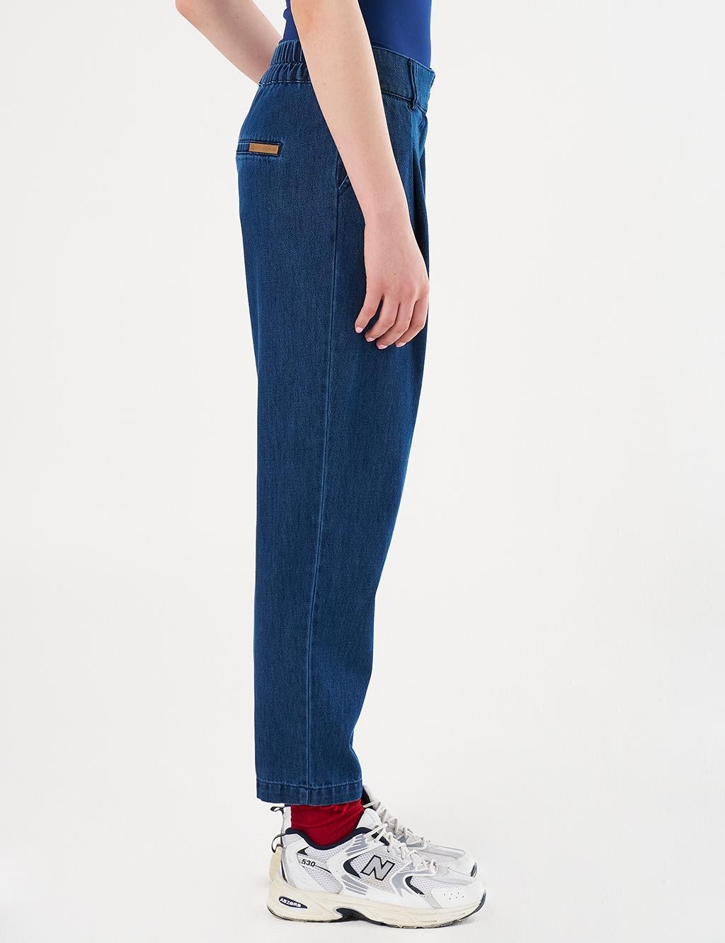 Kayra - Pileli Havuç Kesim Denim Pantolon