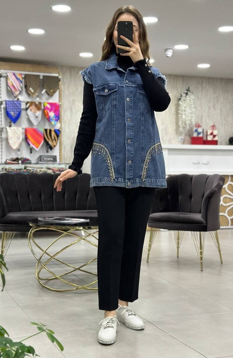 Magazin - Denim Yelek - Koyu Mavi