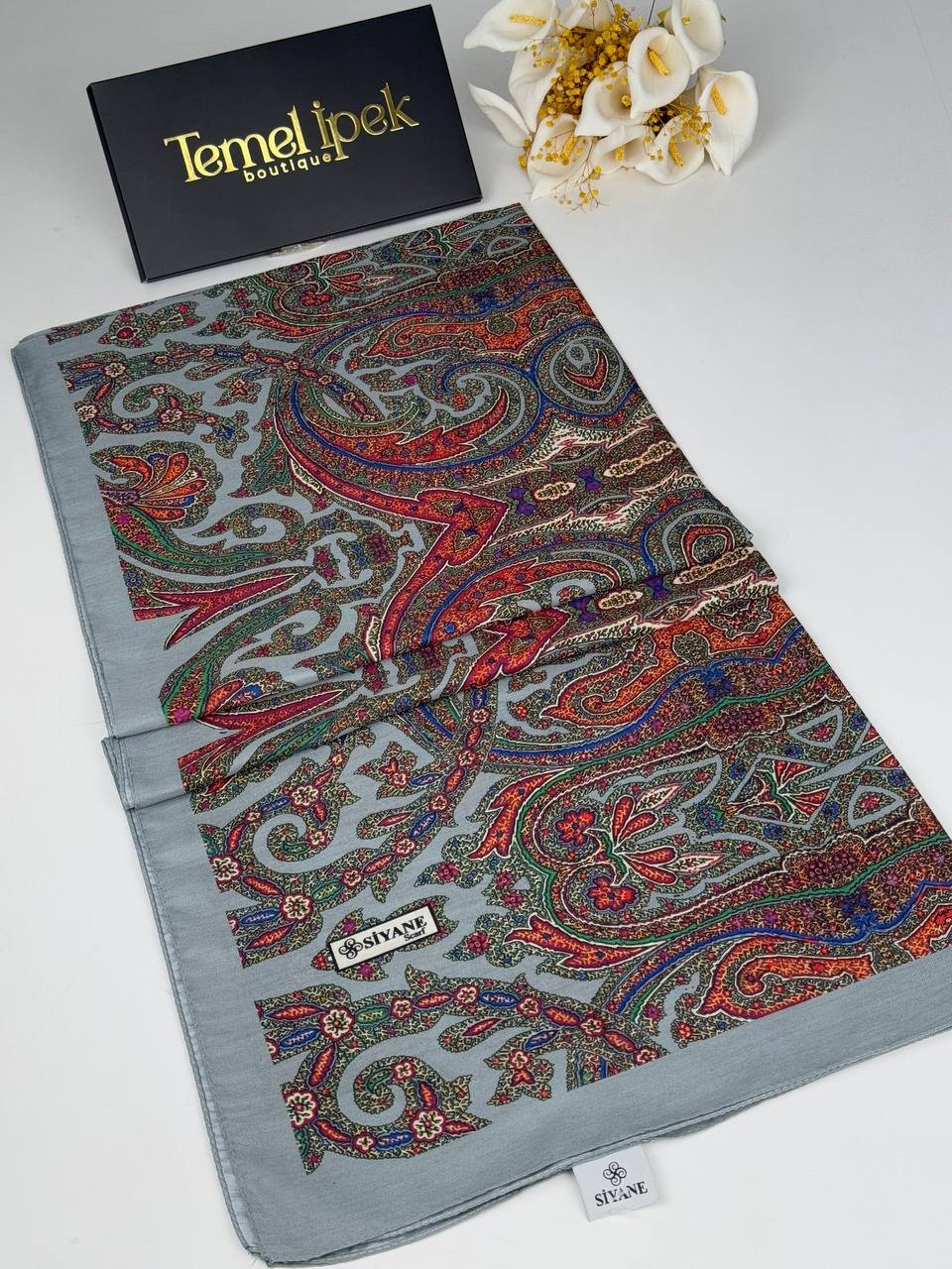 Desenli Pamuklu Kumaş Şal 75x190 cm