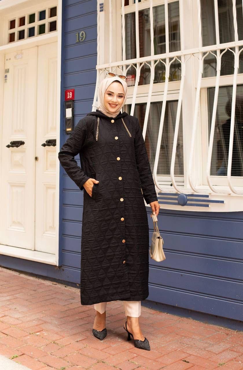 Ayşe Akay - İnce Kapitone Kap - Siyah
