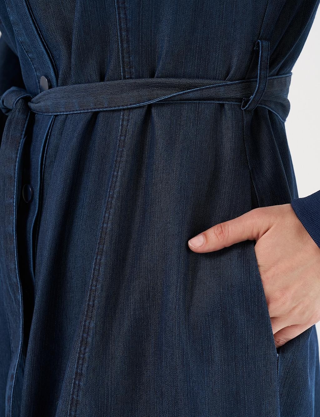 Kayra - Kapak Cepli Denim Elbise