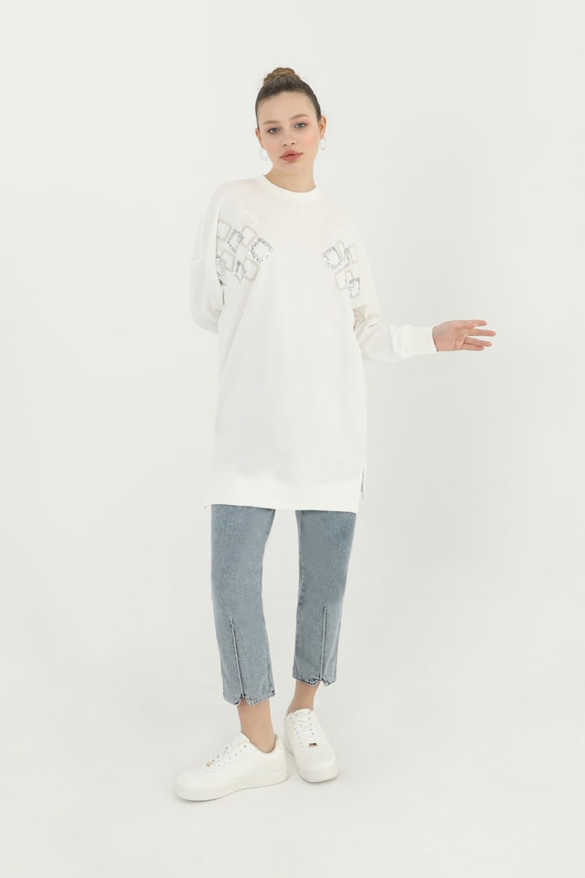 Puane - Tunik Sweatshirt - Ekru