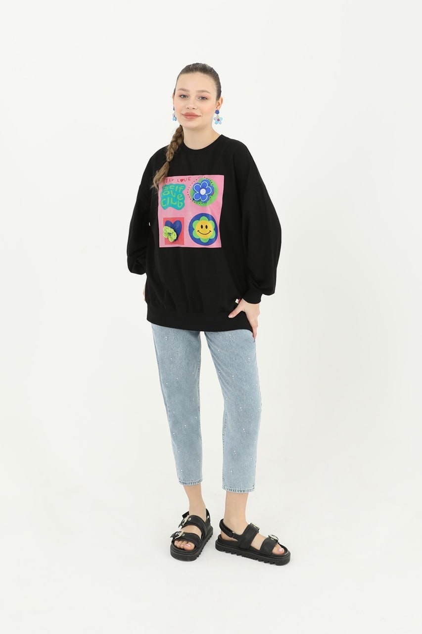 Puane - Üç Boyutlu Sweatshirt - Siyah