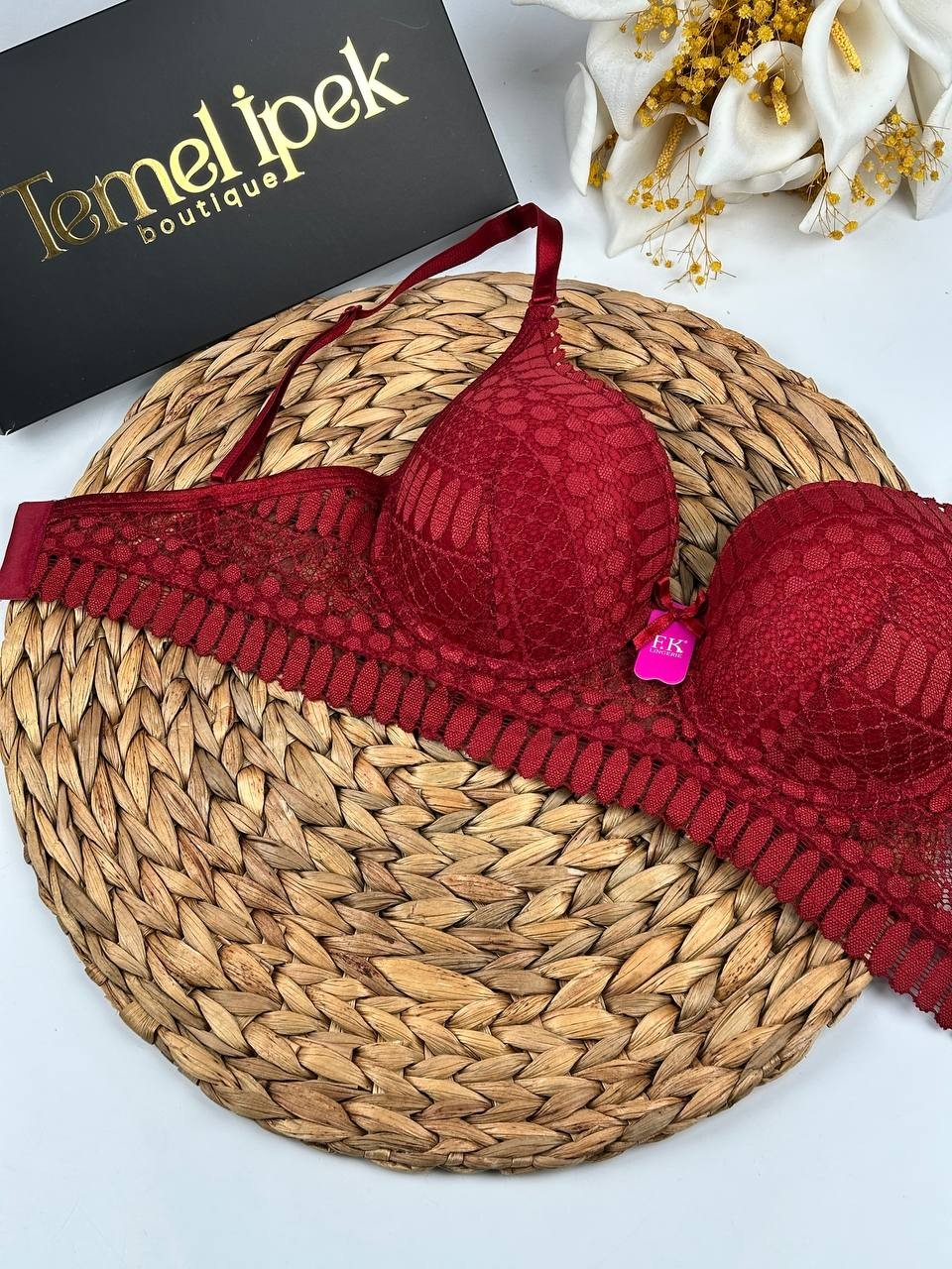 F.K. - Dantelli Dolgulu Balenli B Cup Bralet Sütyen