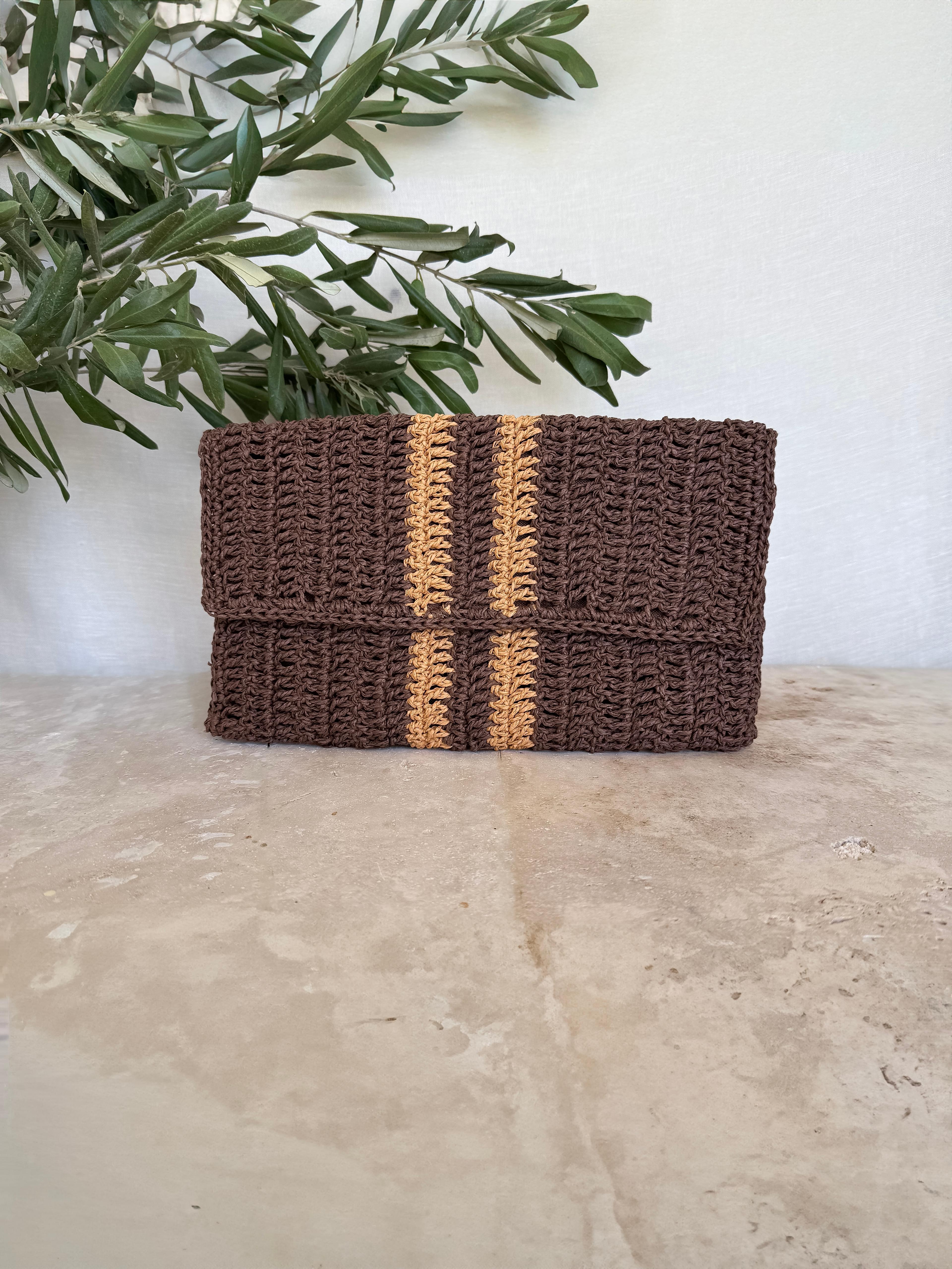 Puglia Çizgili Clutch Çanta