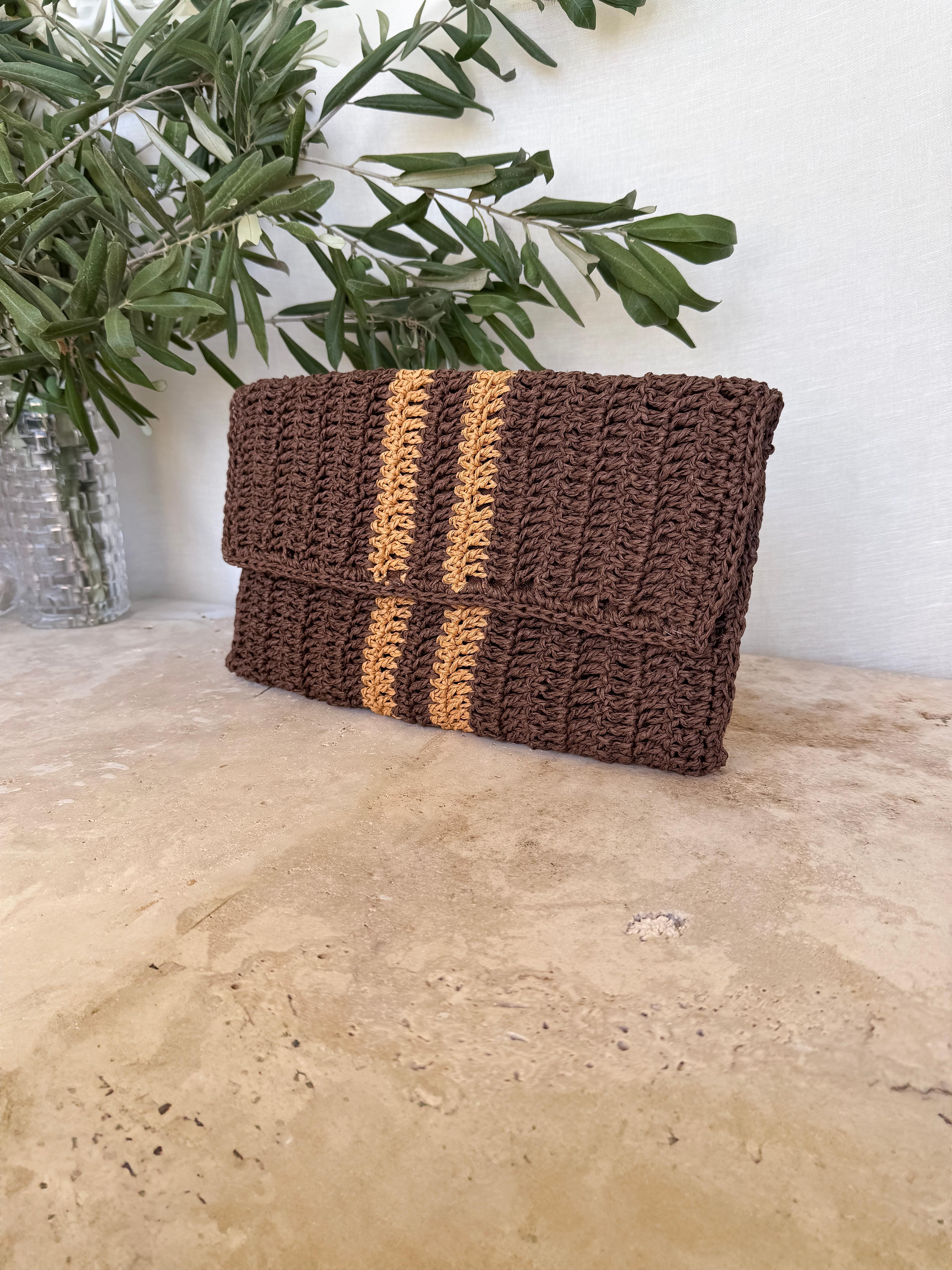 Puglia Çizgili Clutch Çanta