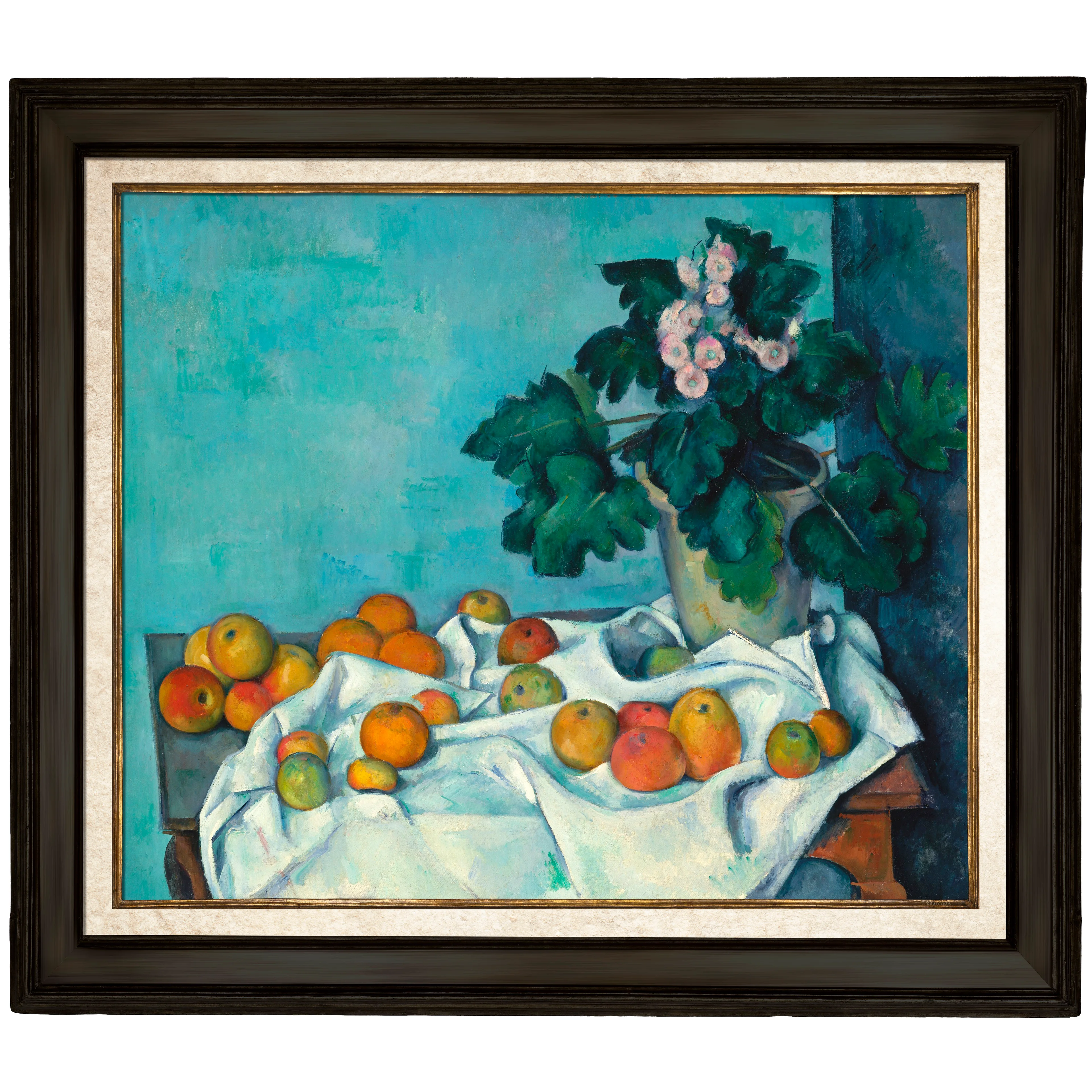 Saksıda Çuhaçiçeği ve Elmalı Natürmort - Paul Cézanne