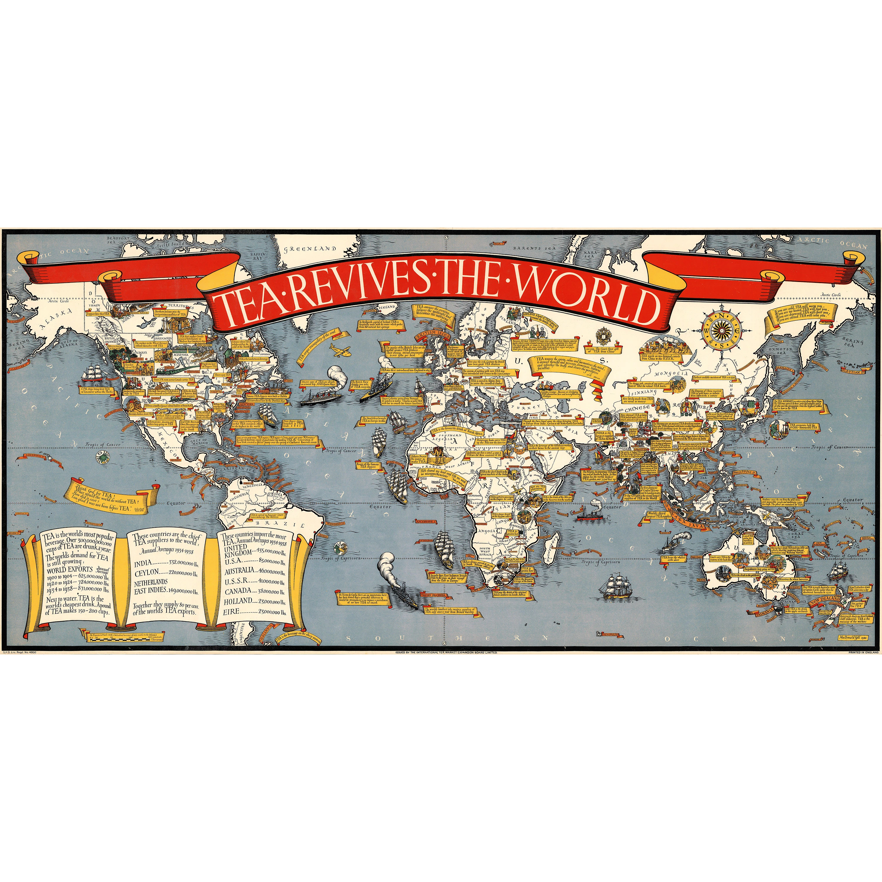 Küresel Çay Ticareti Haritası (1940)