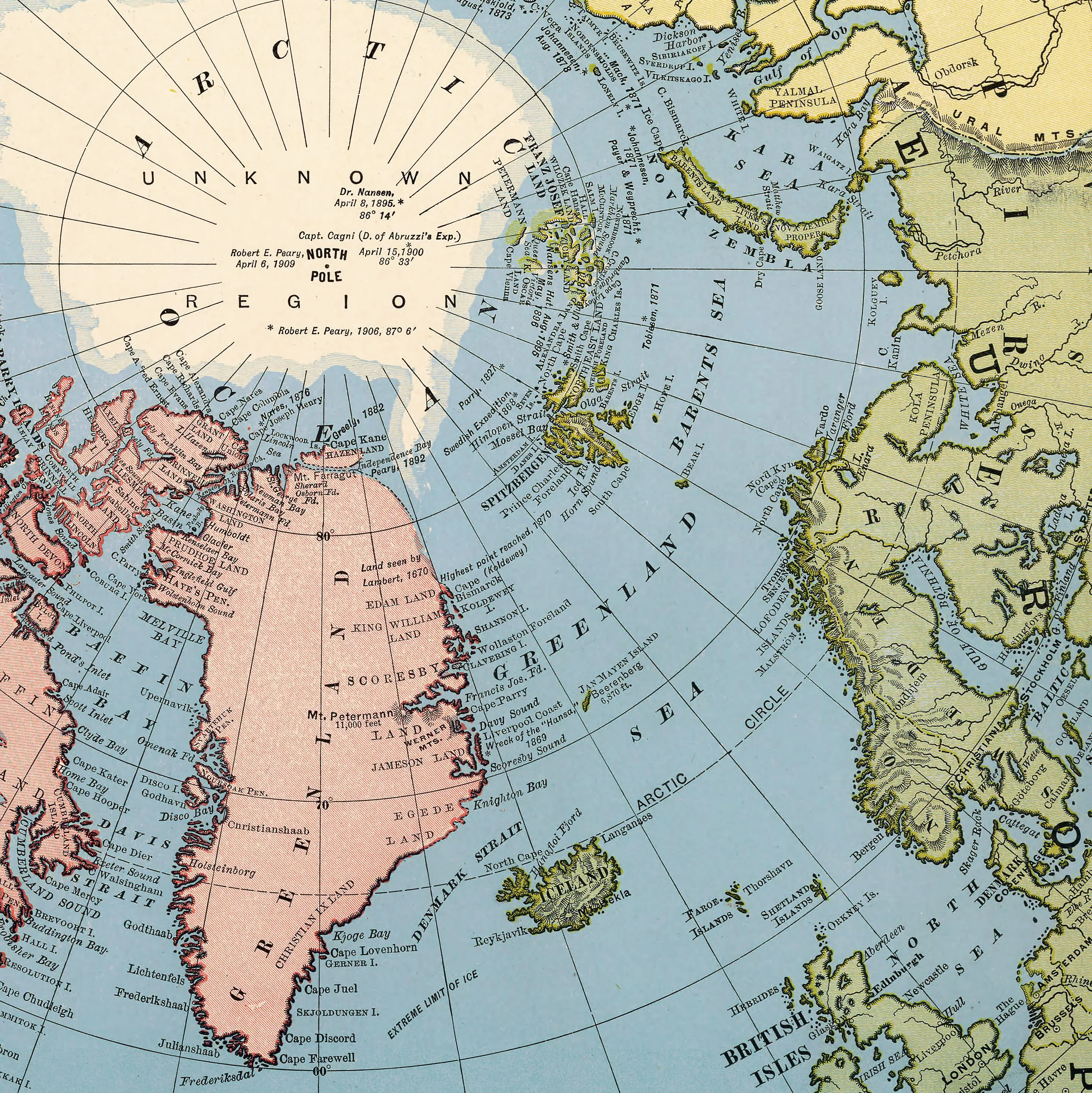 Kuzey Kutup Bölge Haritası (1912)