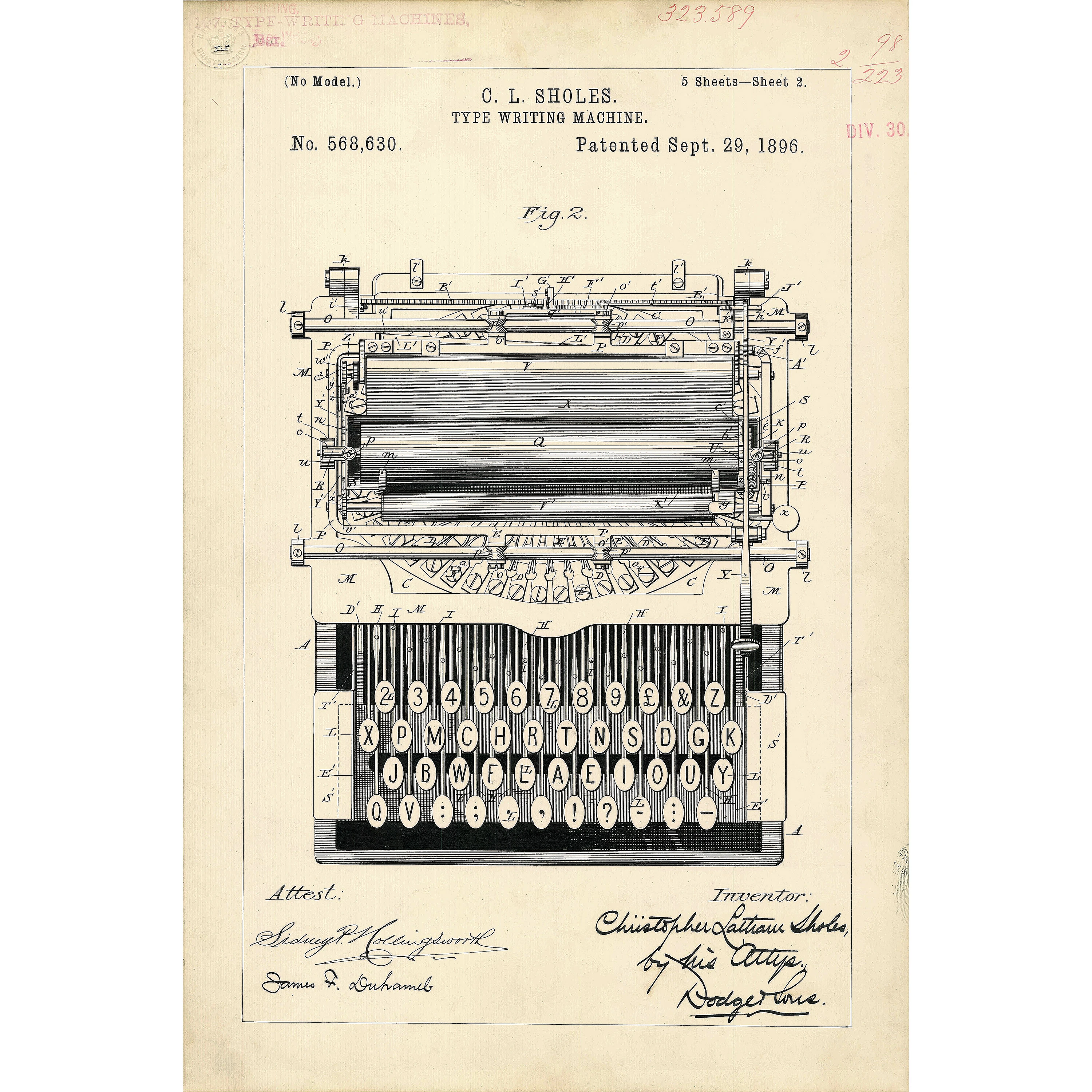 Sholes Daktilo Patenti