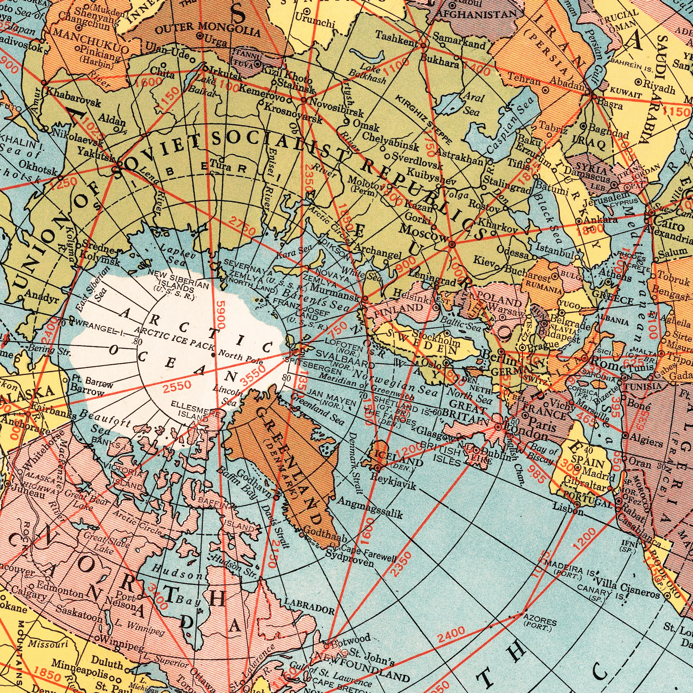 Yeryüzü Hava Yolları Haritası (1943)