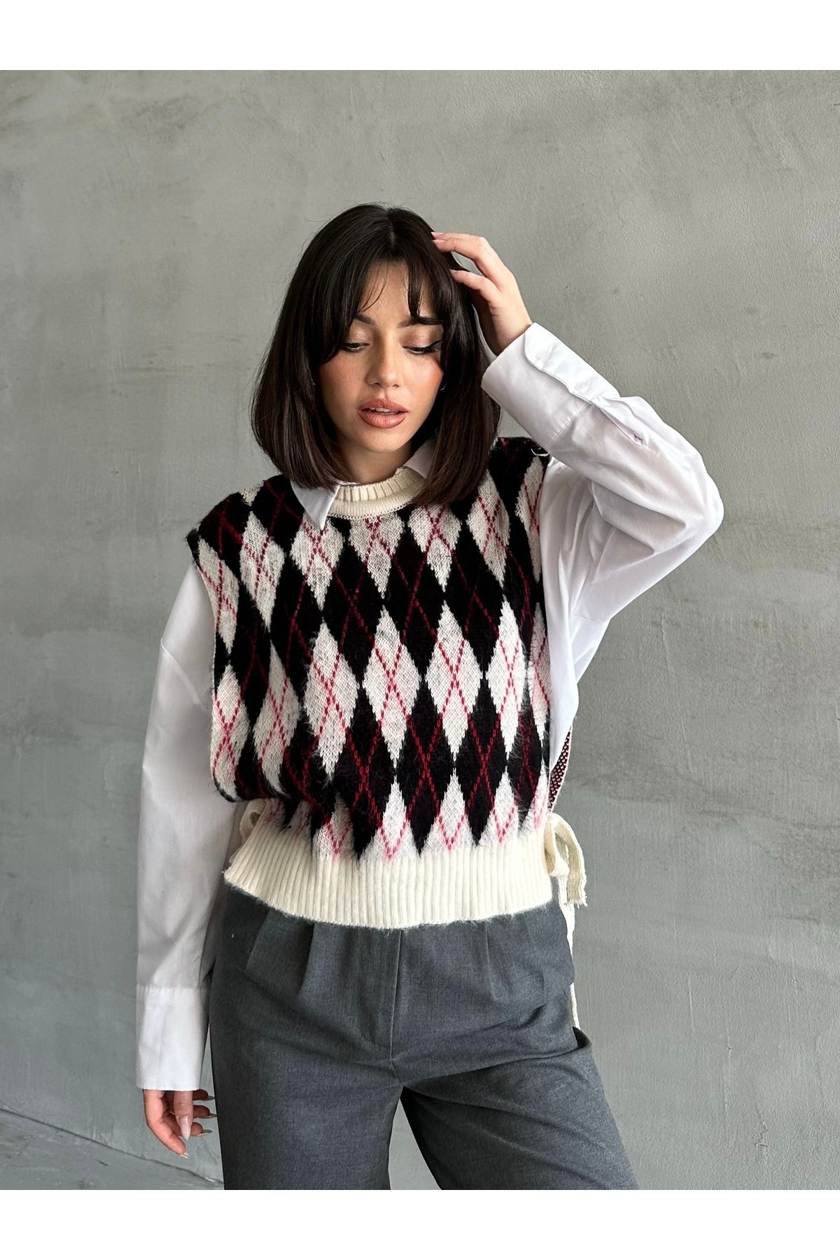 Kadın Baklava Desen Yumoş Süveter