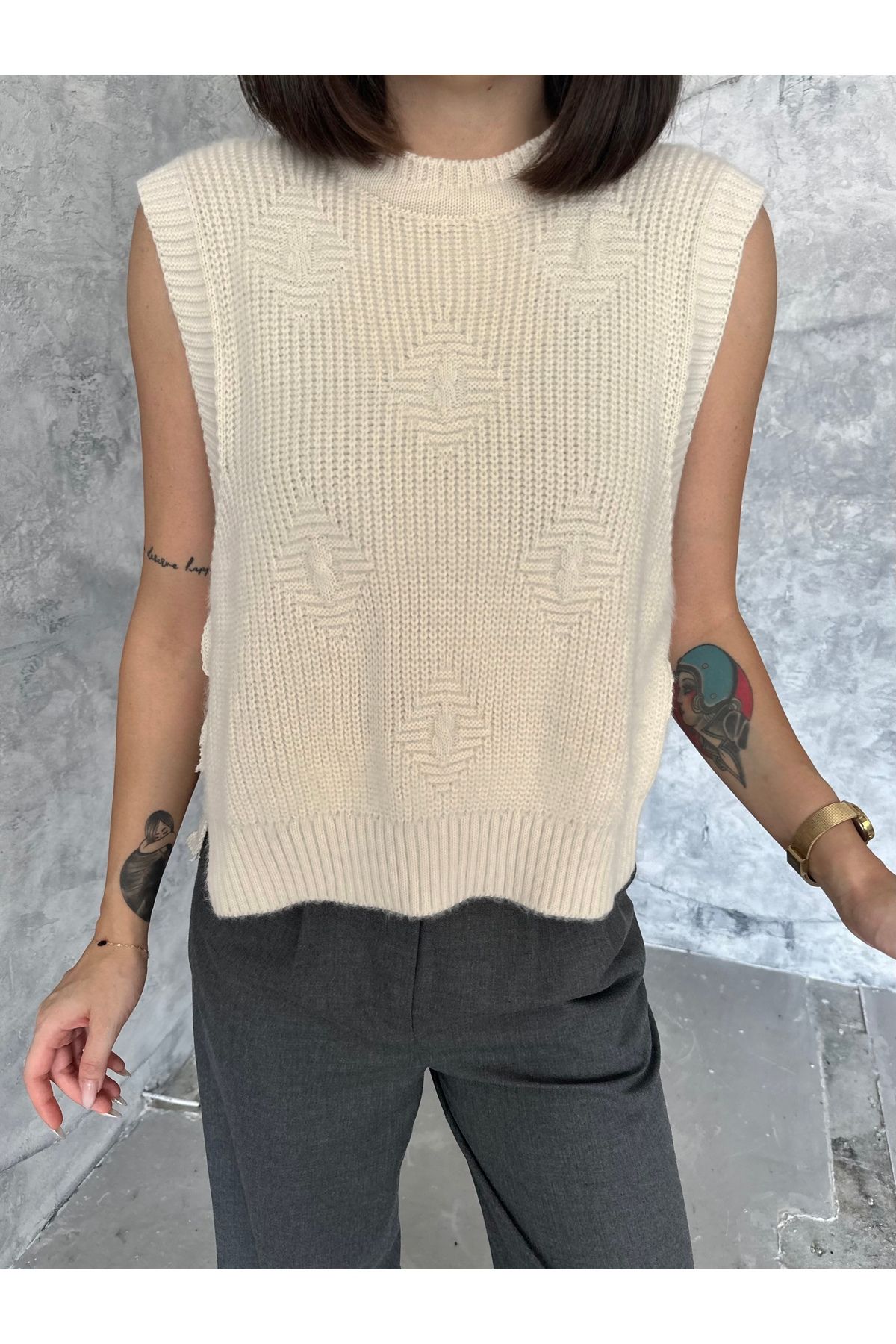 Kadın Desenli Tarz Triko Süveter