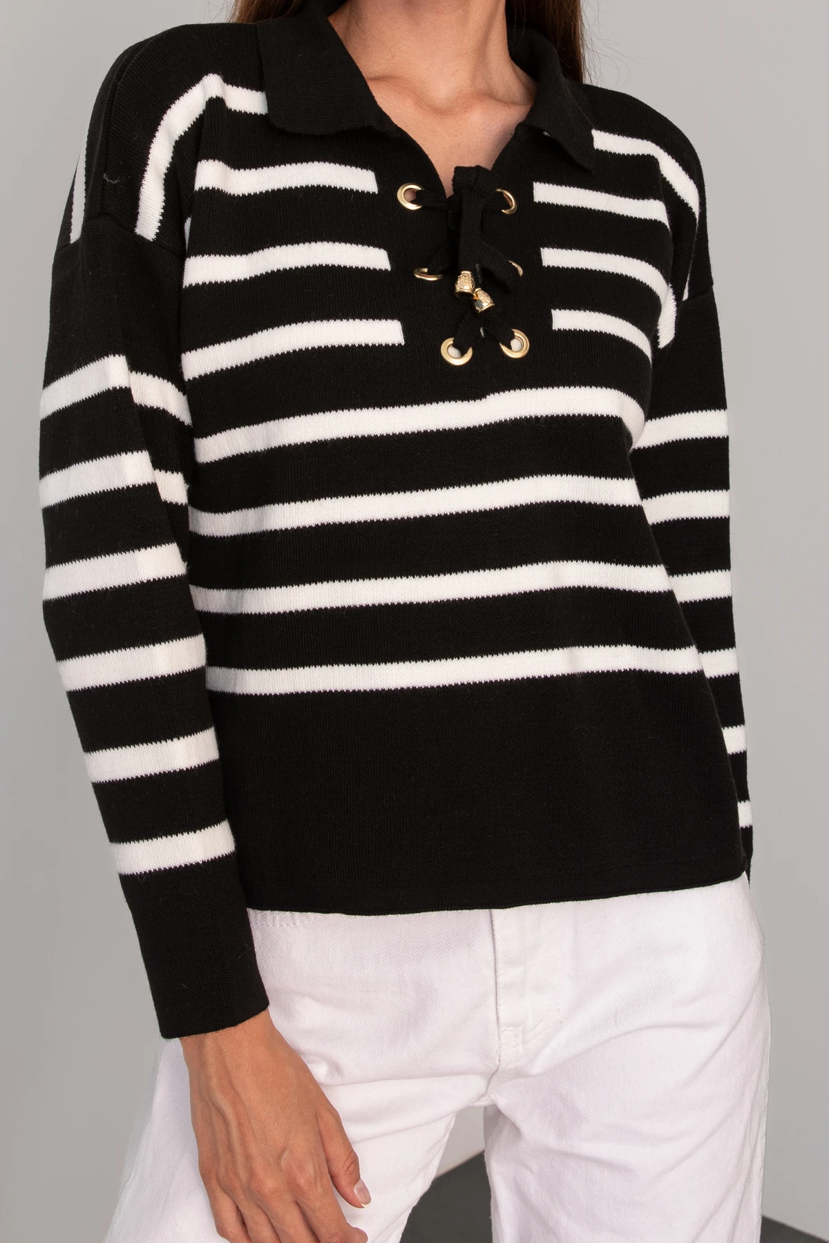 Kadın Bağcıklı Triko Kazak