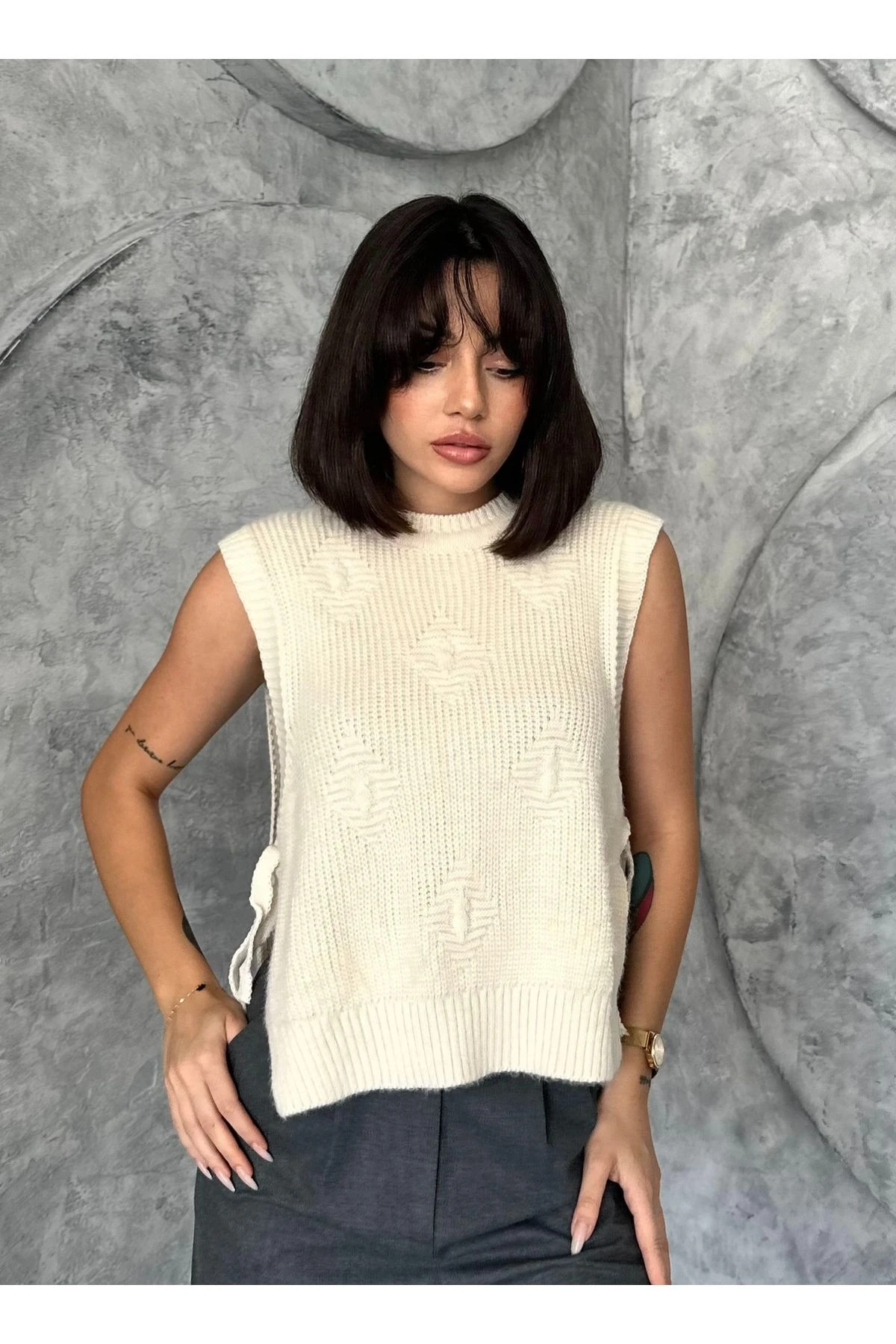 Kadın Desenli Tarz Triko Süveter