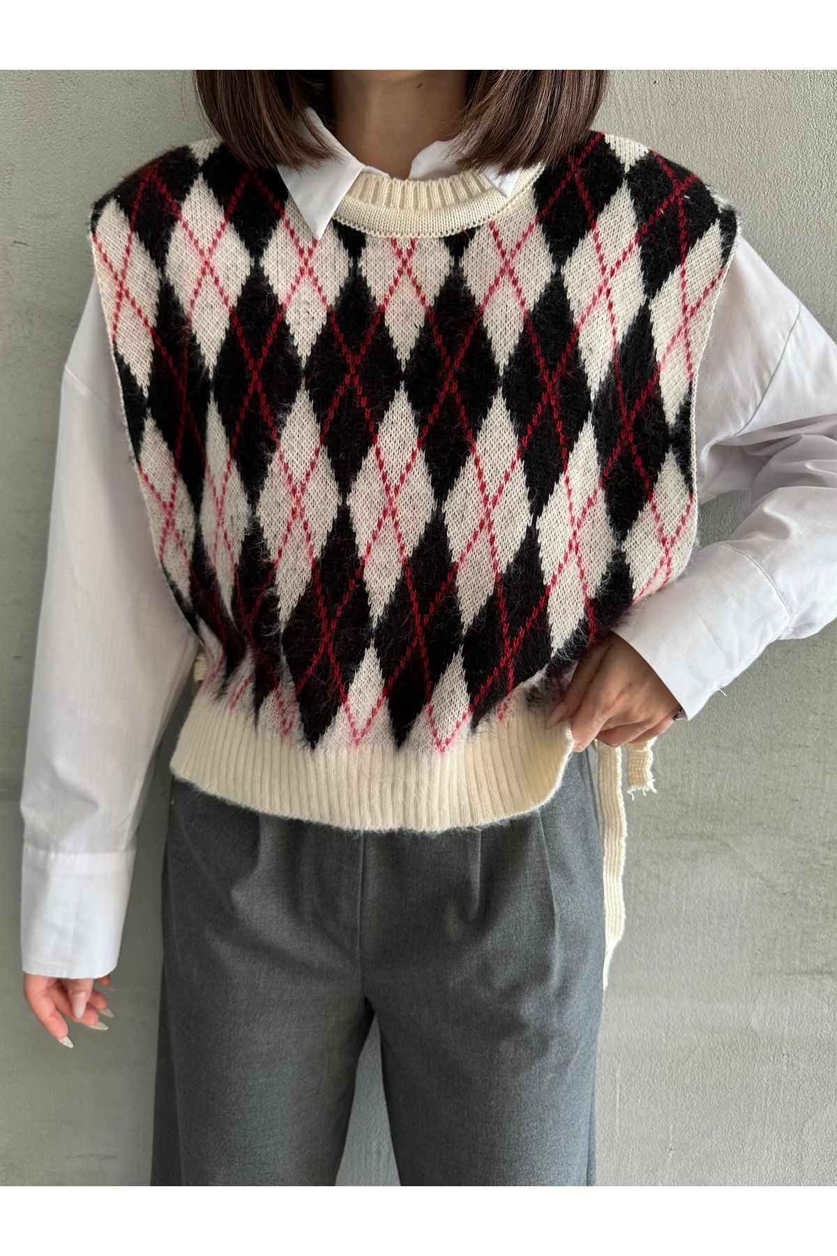 Kadın Baklava Desen Yumoş Süveter