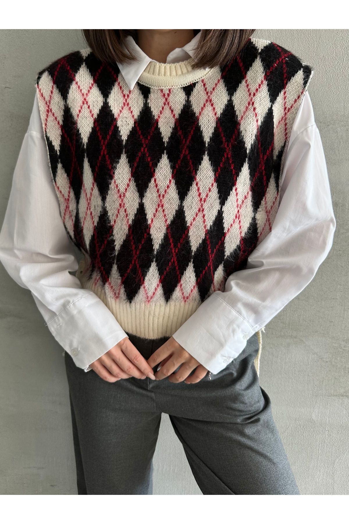 Kadın Baklava Desen Yumoş Süveter