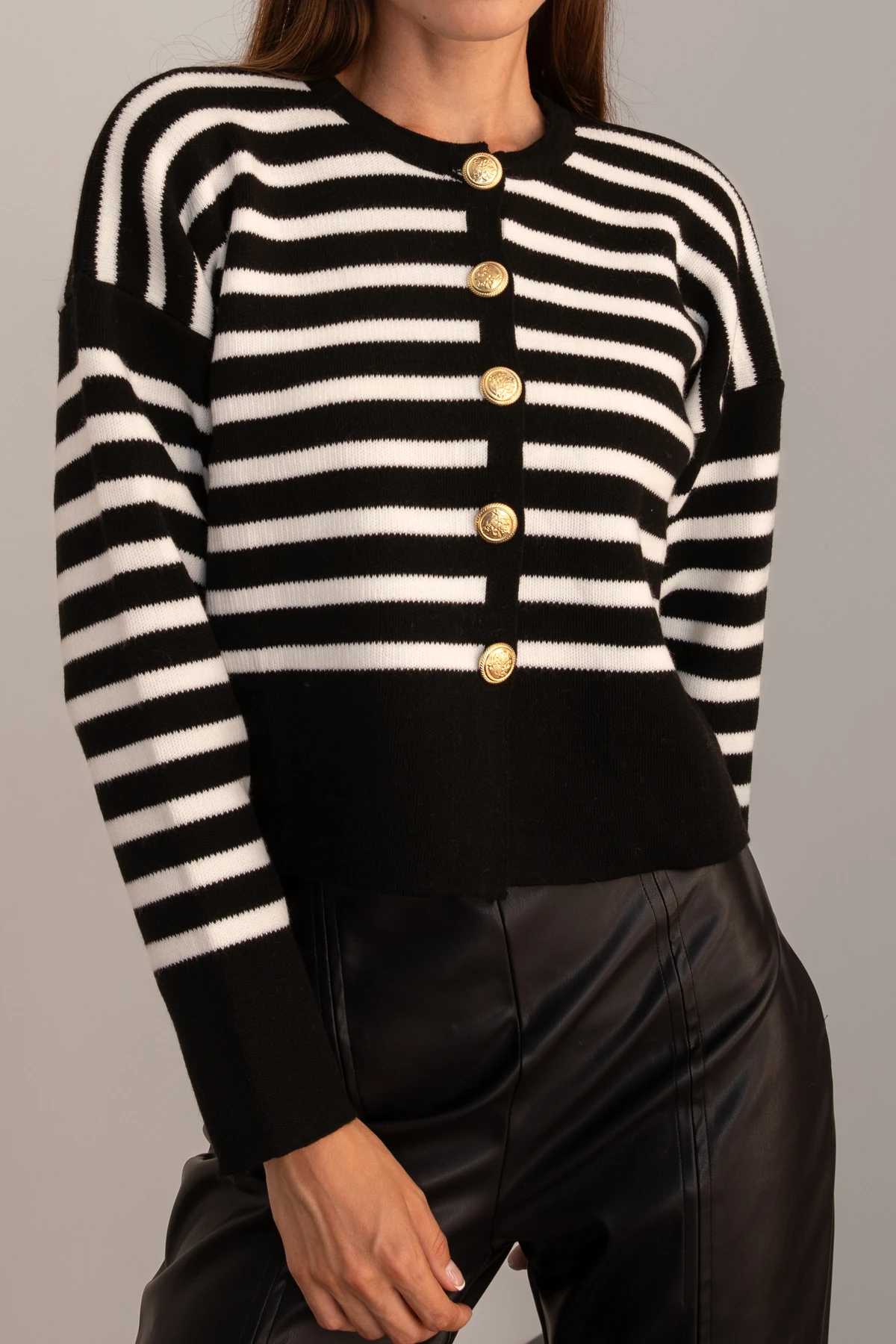 Kadın Çizgili Triko Hırka