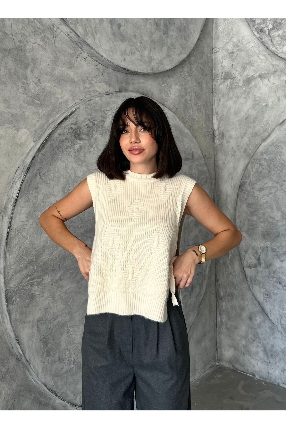 Kadın Desenli Tarz Triko Süveter