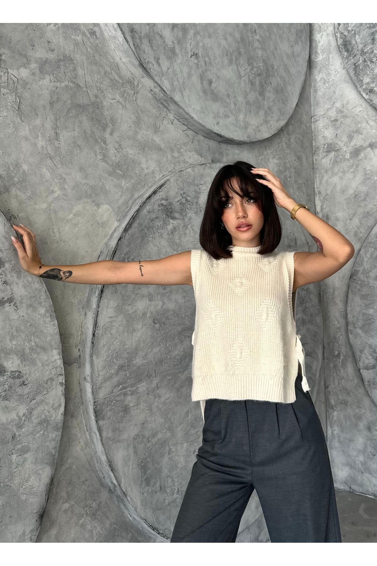 Kadın Desenli Tarz Triko Süveter