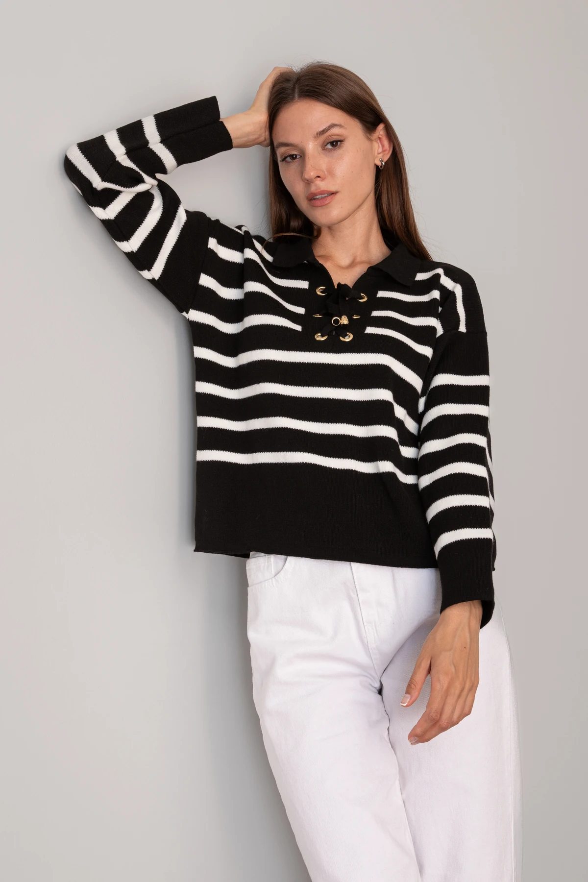 Kadın Bağcıklı Triko Kazak