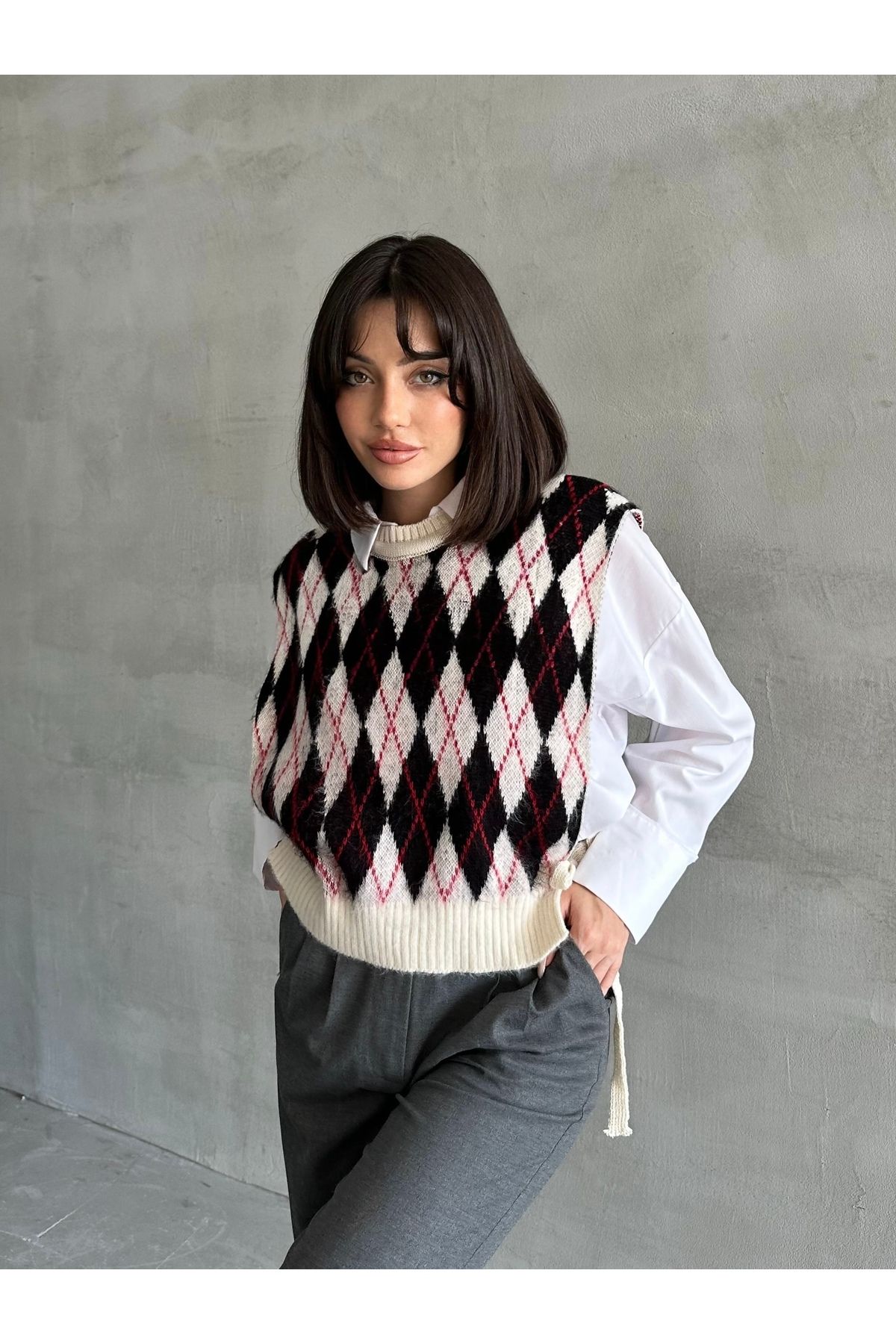 Kadın Baklava Desen Yumoş Süveter