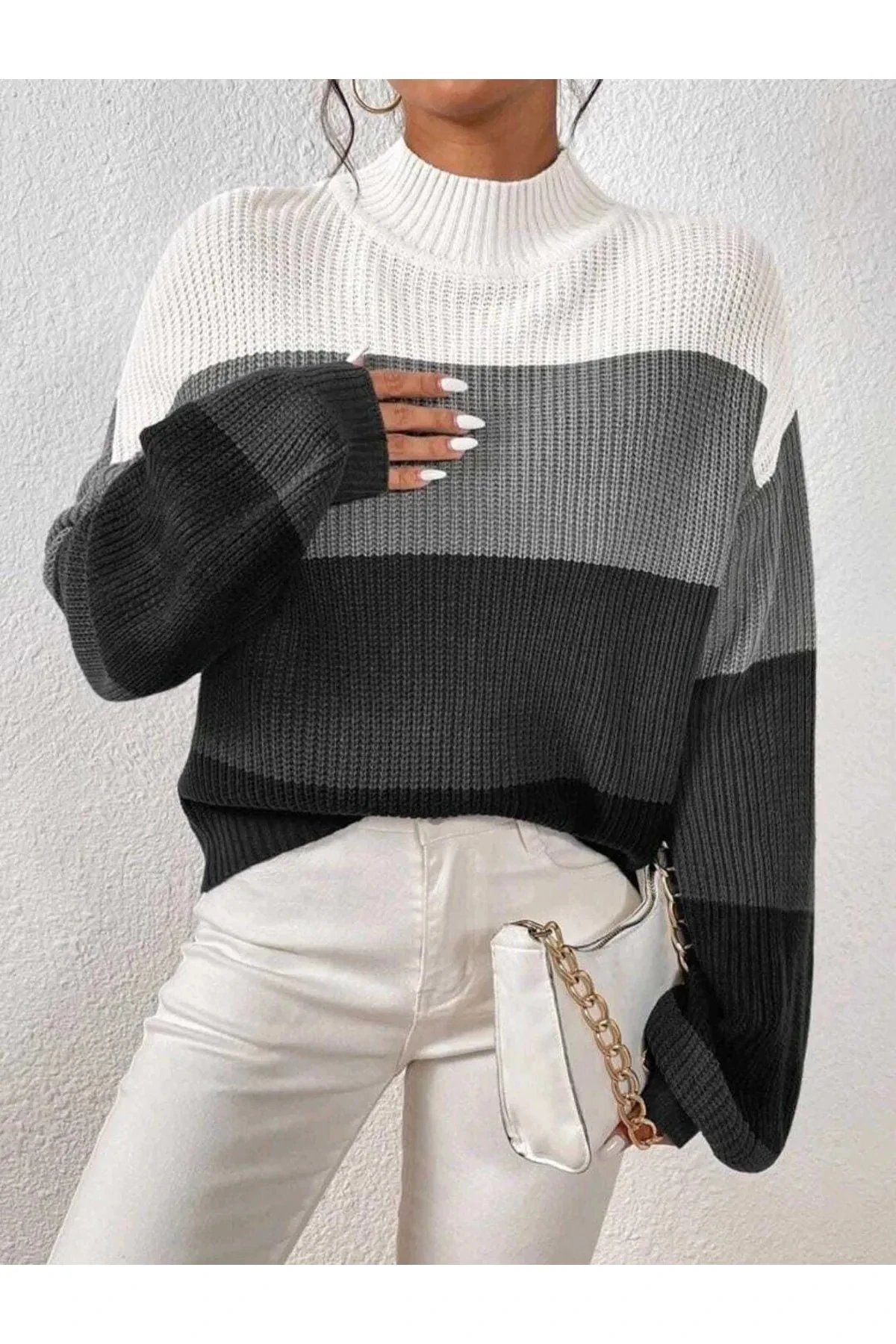 Kadın Selanik Örgü Oversize Triko Kazak