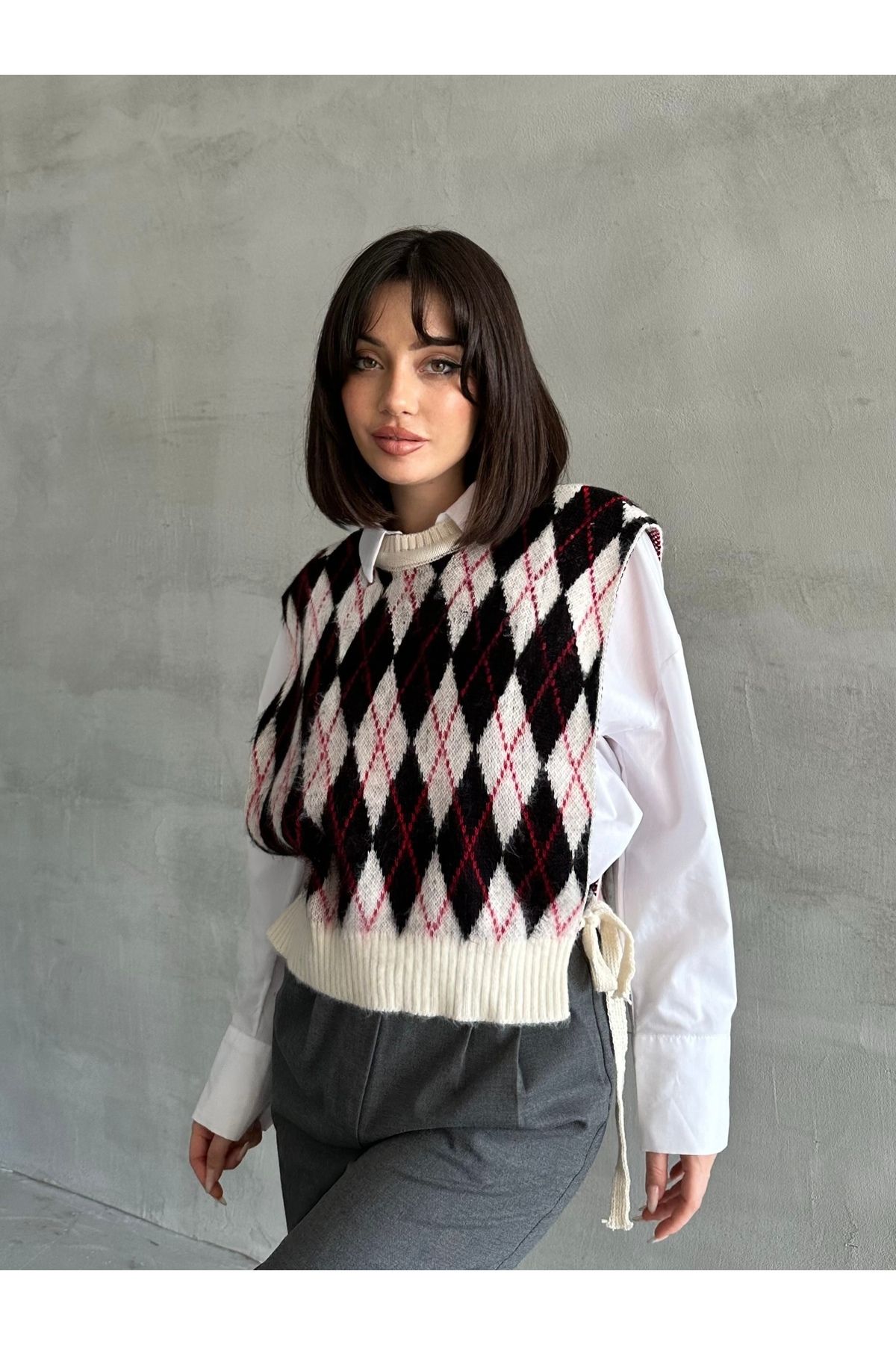 Kadın Baklava Desen Yumoş Süveter