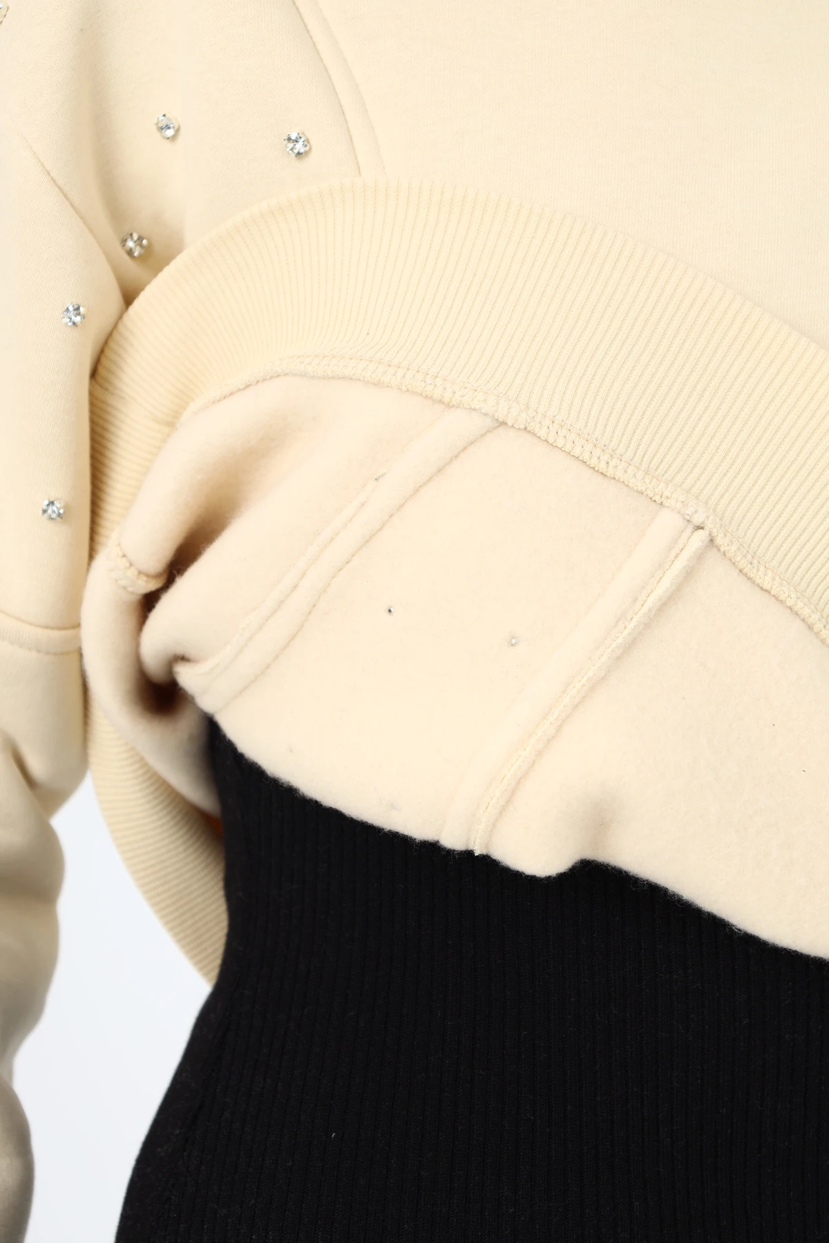 Kadın Taş Detaylı 3 İplik Sweatshirt