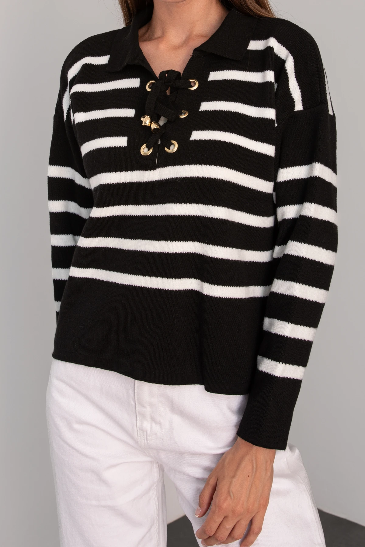 Kadın Bağcıklı Triko Kazak