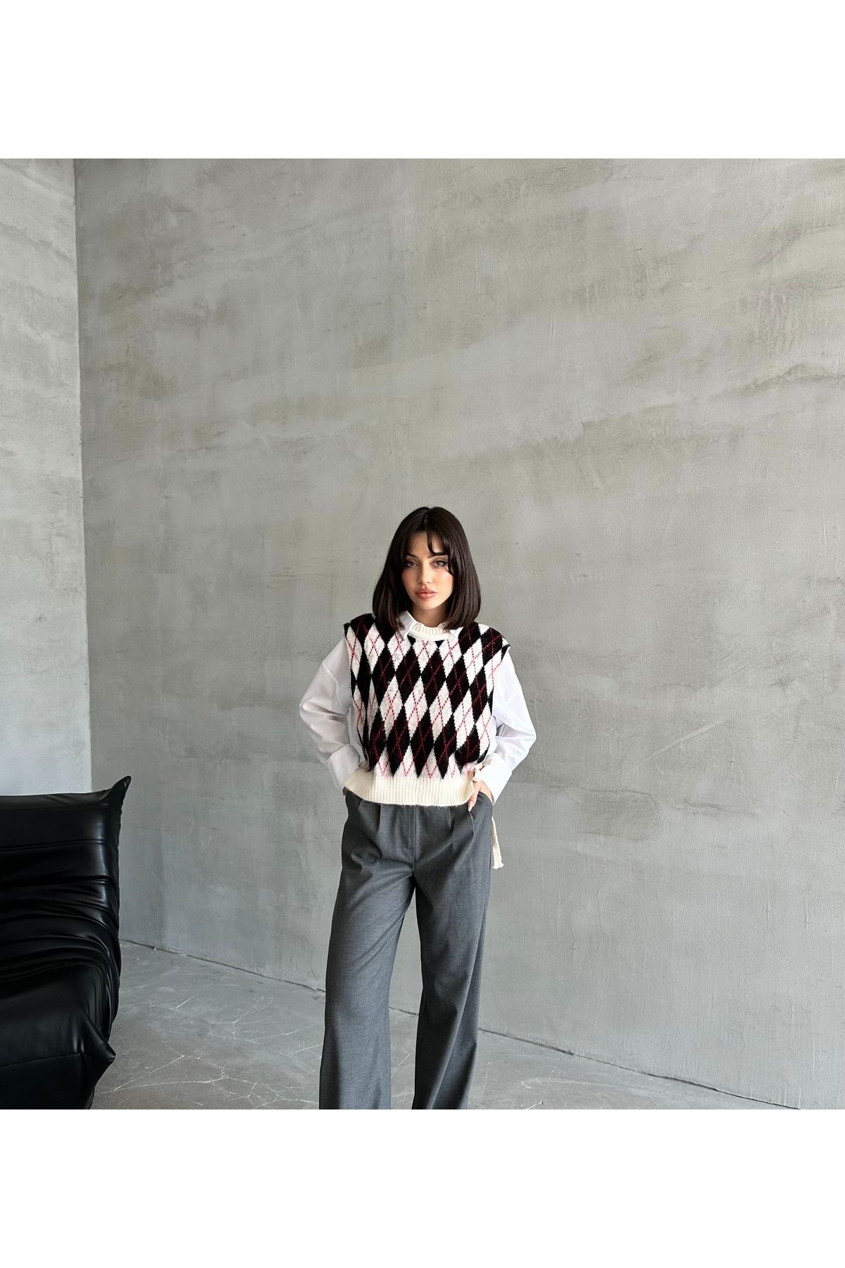 Kadın Baklava Desen Yumoş Süveter