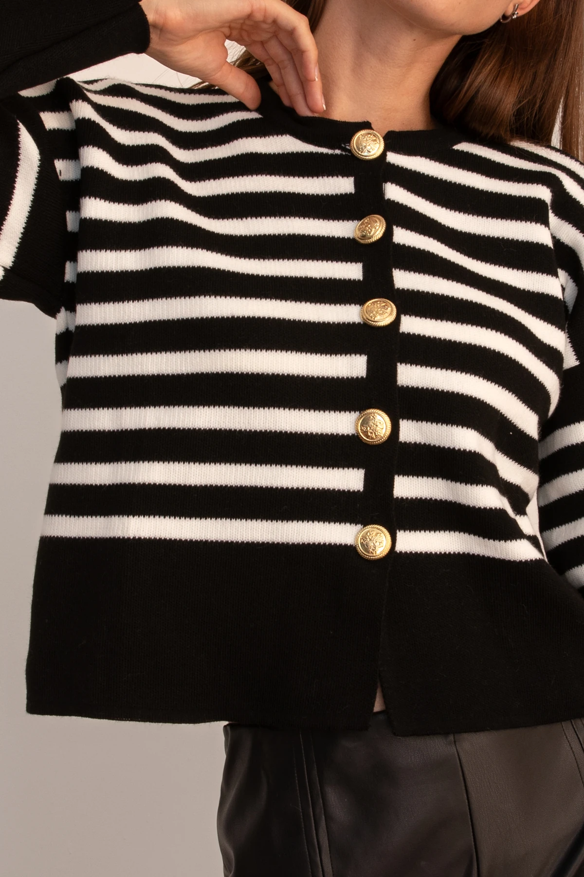 Kadın Çizgili Triko Hırka