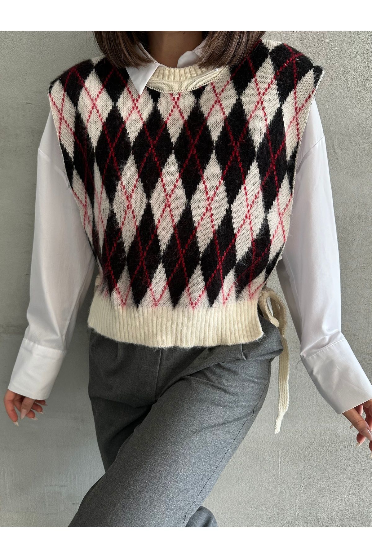 Kadın Baklava Desen Yumoş Süveter