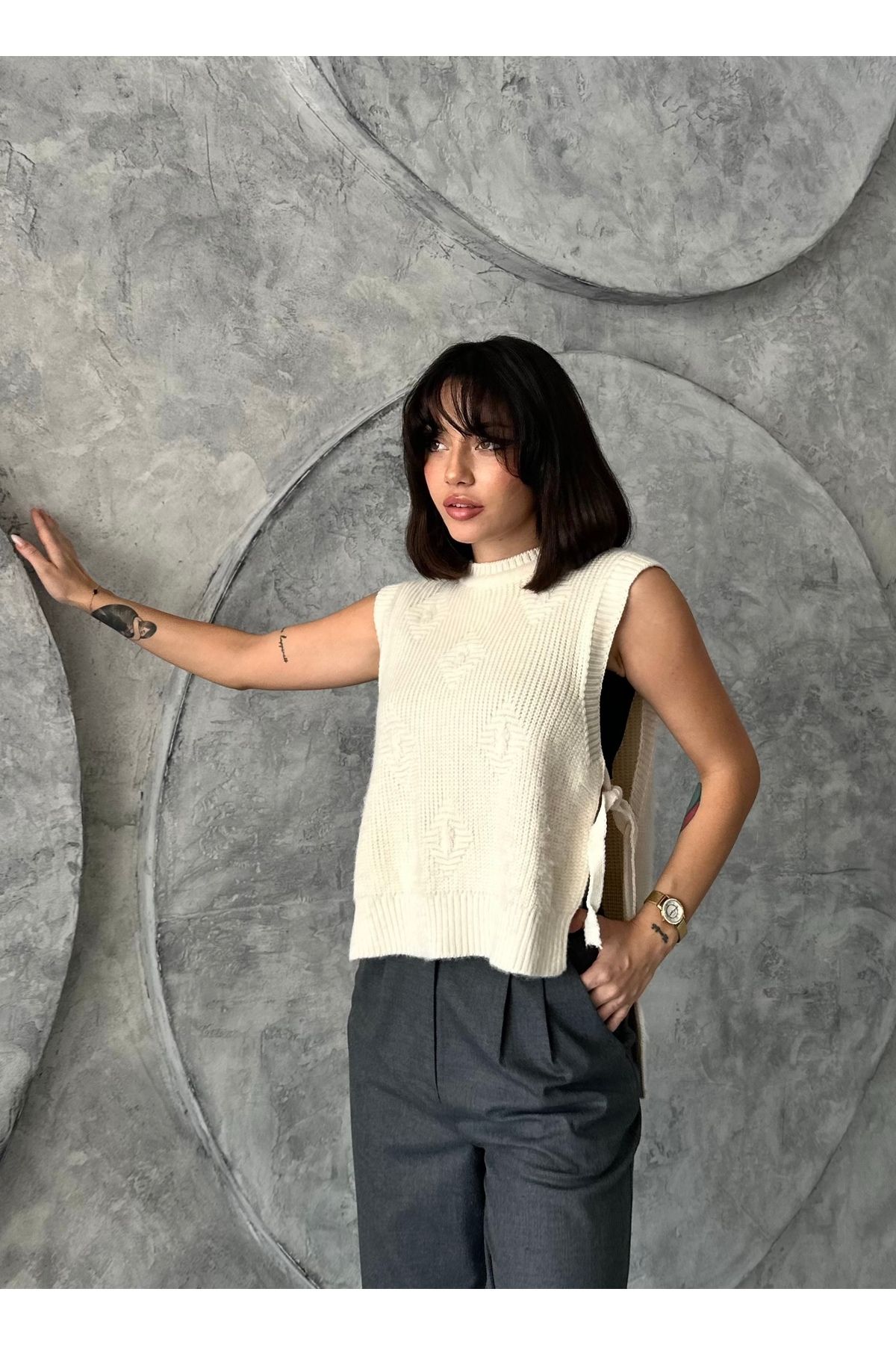 Kadın Desenli Tarz Triko Süveter