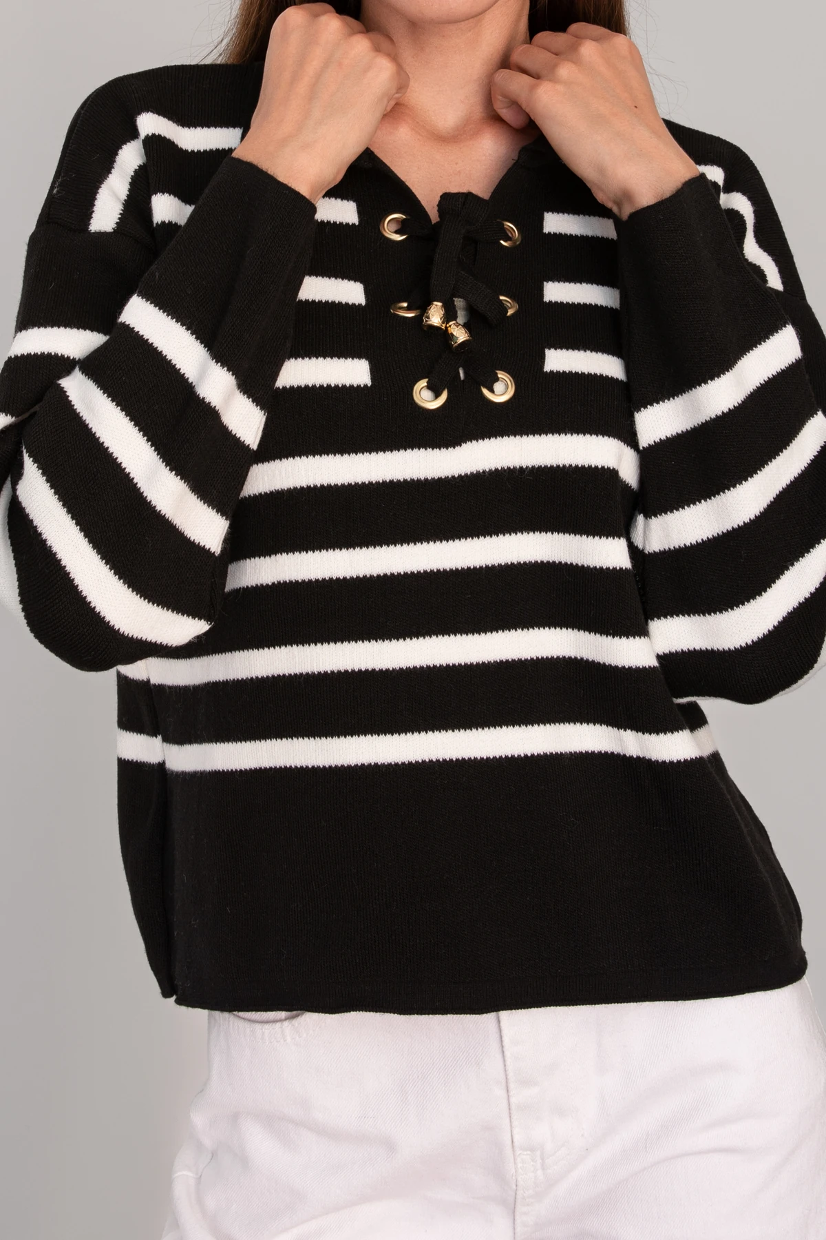 Kadın Bağcıklı Triko Kazak