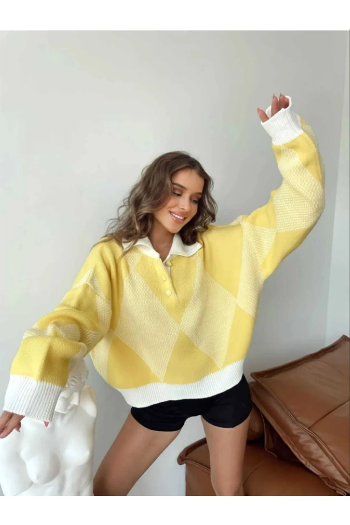 Kadın Oversize Yeni Nesil Renkli Kadın Triko Kazak