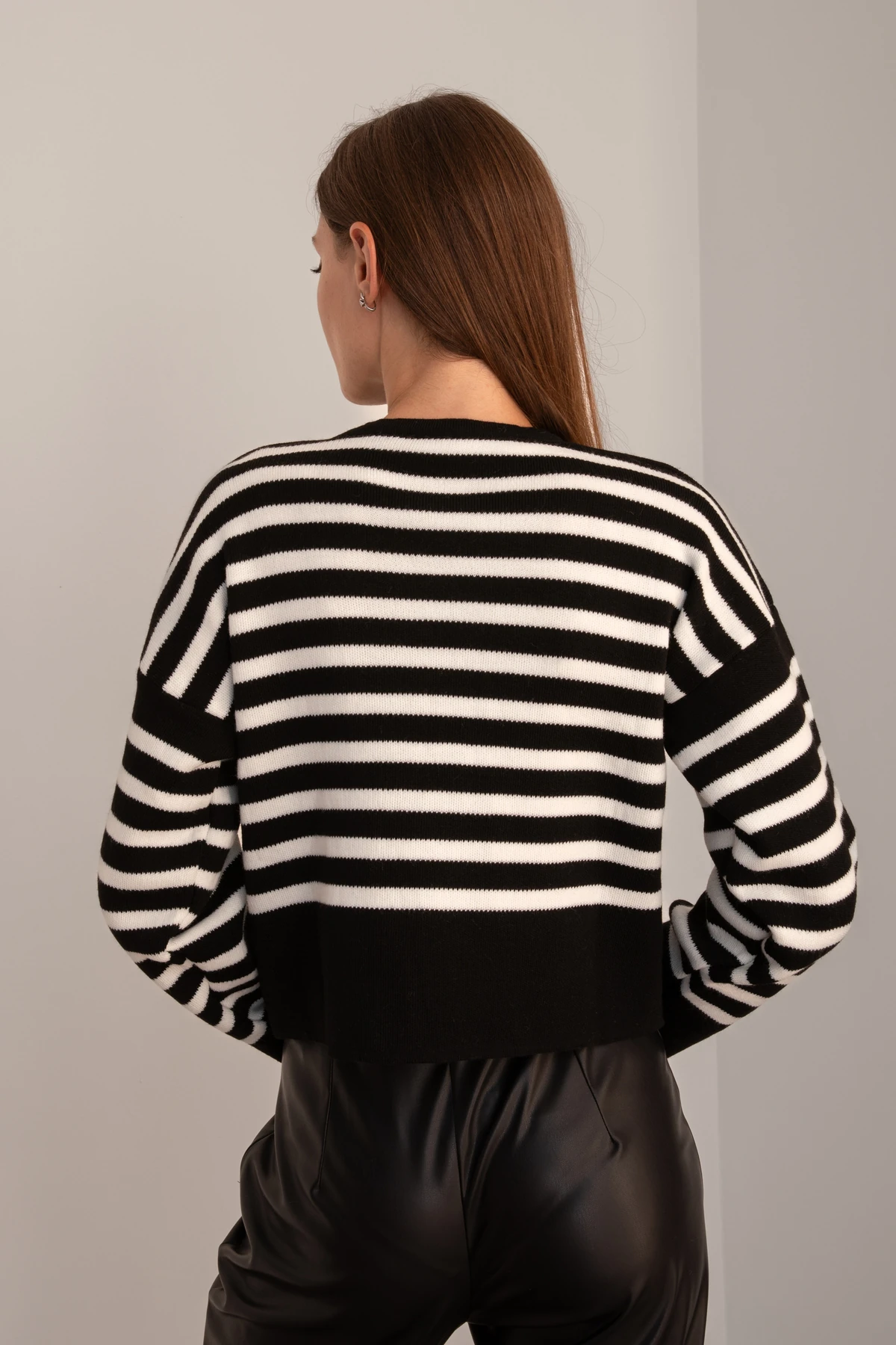 Kadın Çizgili Triko Hırka