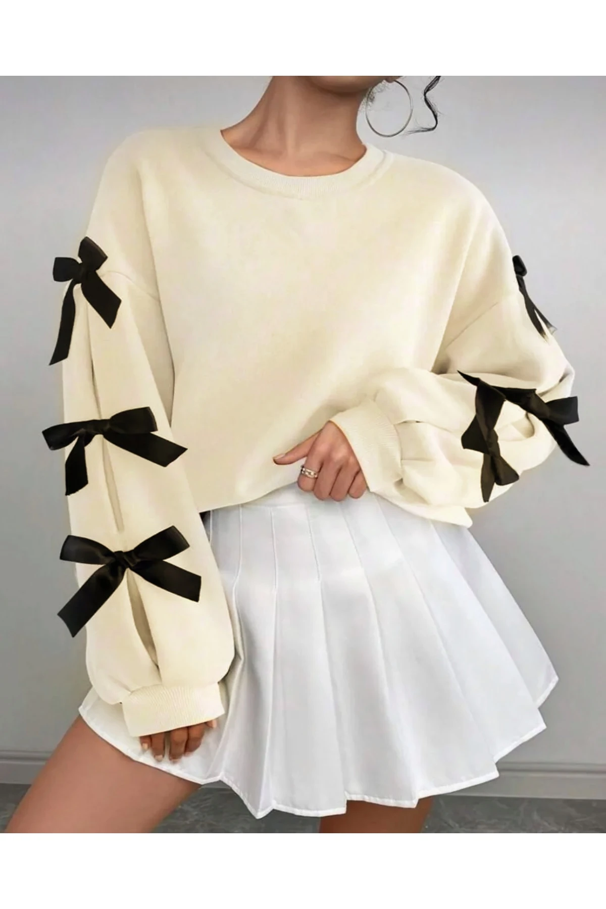 Kadın Fiyonklu Oversize Sweatshirt