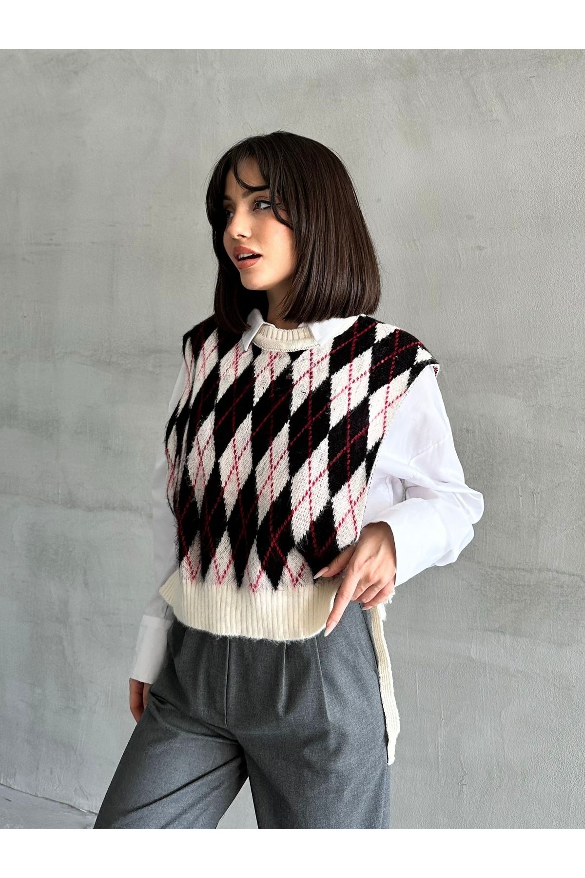 Kadın Baklava Desen Yumoş Süveter