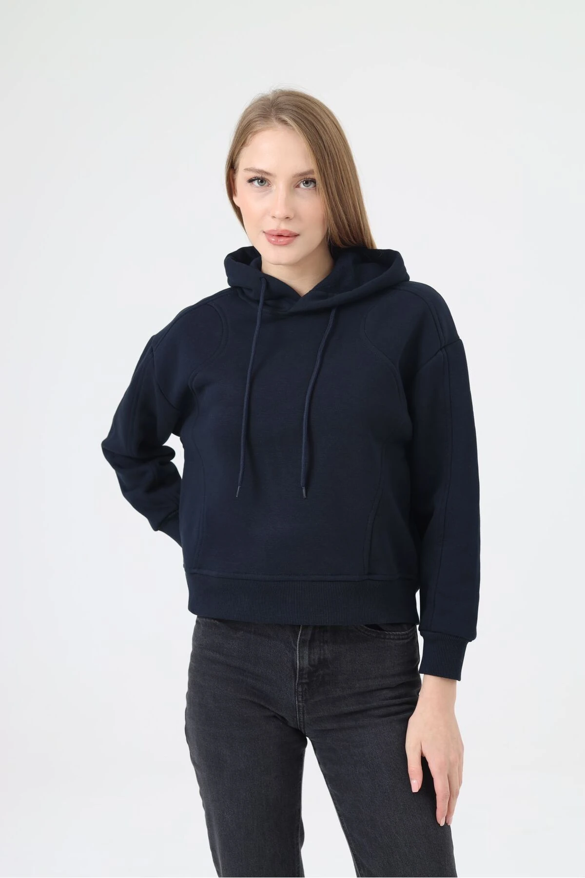 Kadın Kapüşonlu İçi Şardonlu 3 İplik Sweatshirt