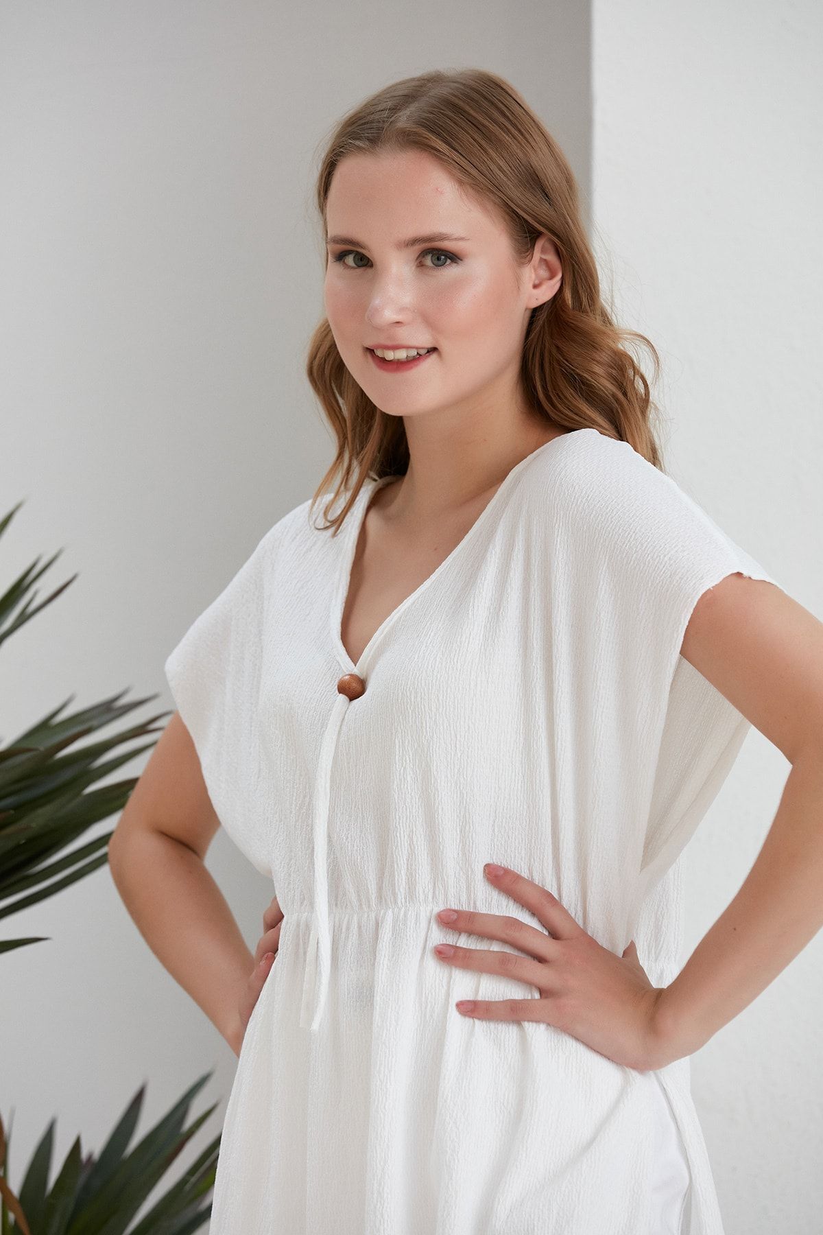 Kadın Beyaz Pareo Plaj Elbisesi Deniz Çıkışı - beyaz