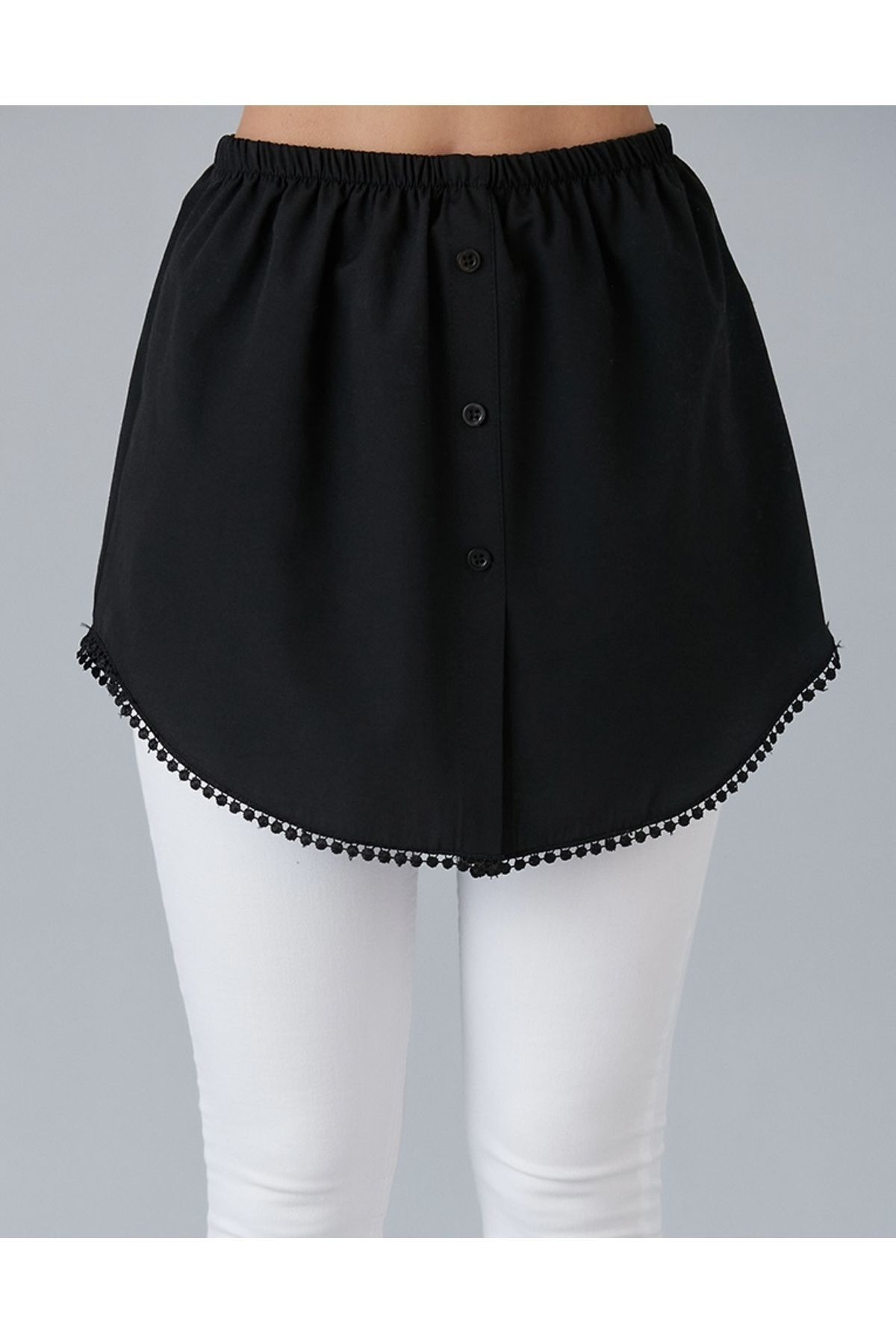 Altı Dantelli Siyah Kurtarıcı Etek Gömlek Altı Içlik - siyah