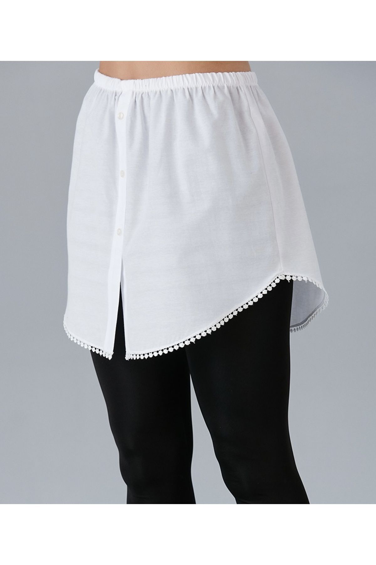 Altı Dantelli Beyaz Kurtarıcı Etek Gömlek Altı Içlik