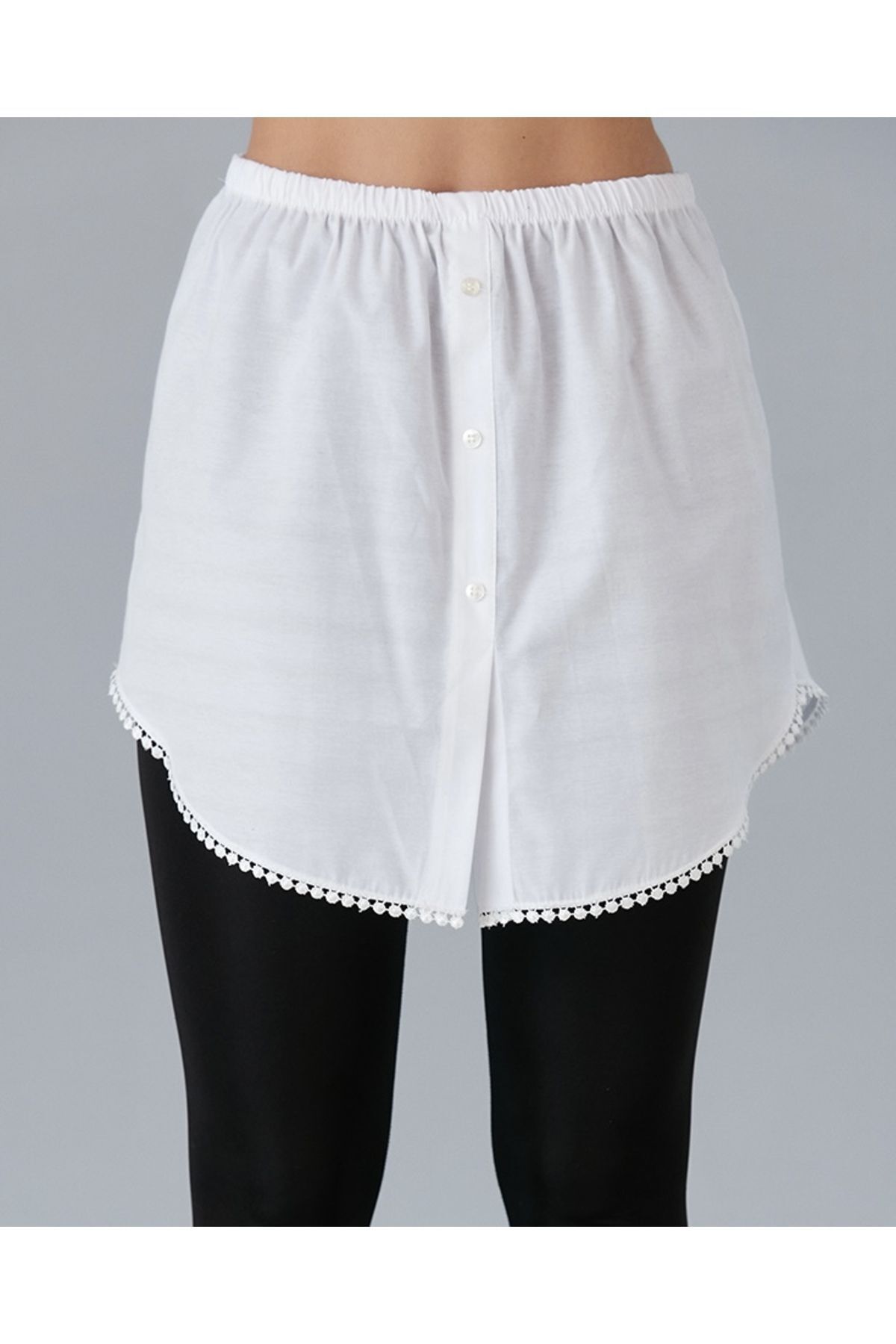 Altı Dantelli Beyaz Kurtarıcı Etek Gömlek Altı Içlik