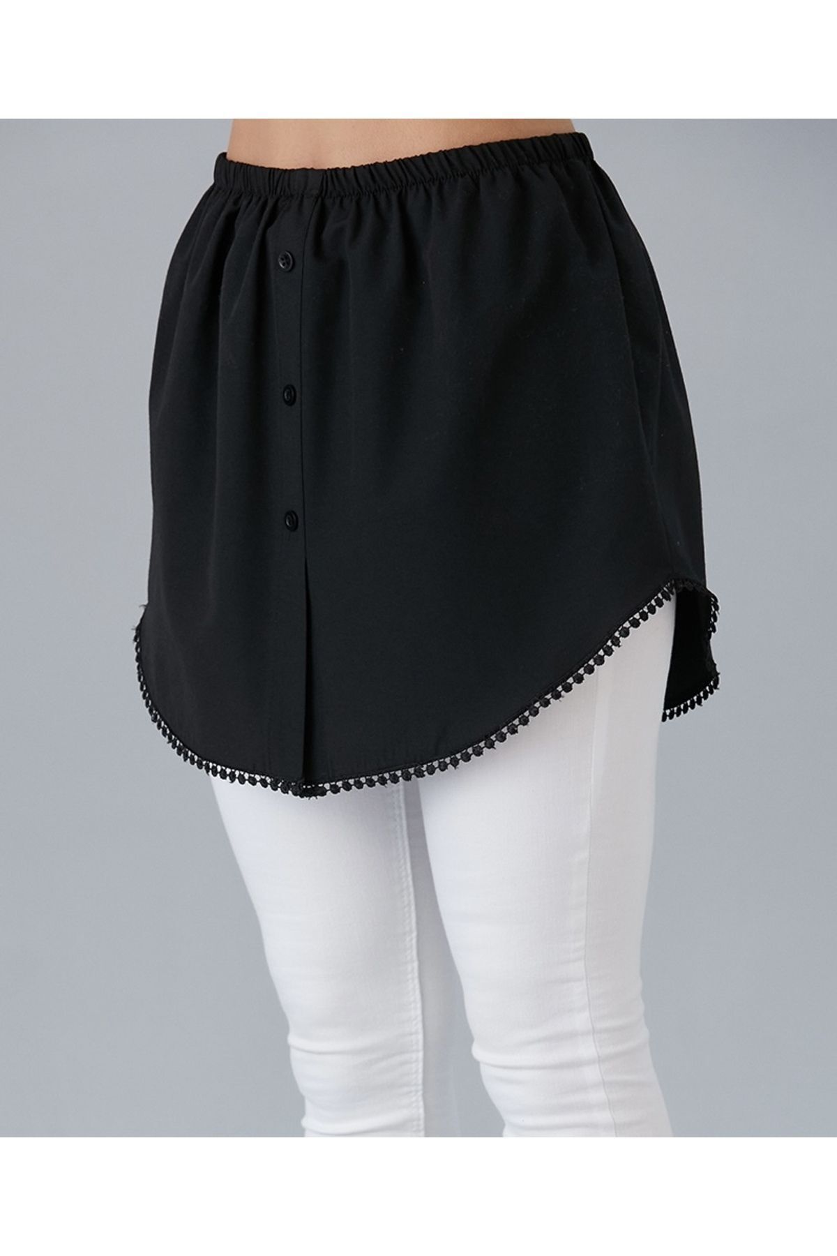 Altı Dantelli Siyah Kurtarıcı Etek Gömlek Altı Içlik