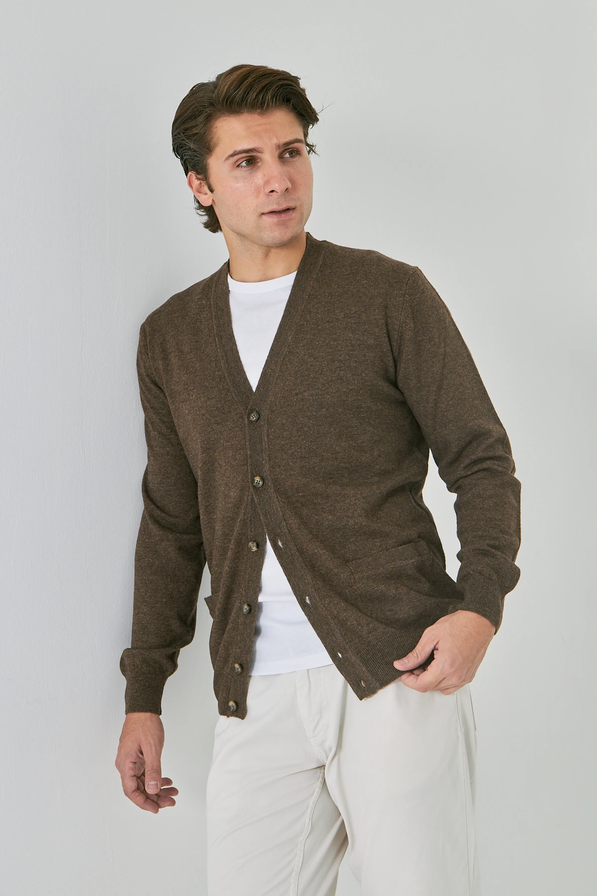 Vizon Saf Kuzu Yünü Hırka